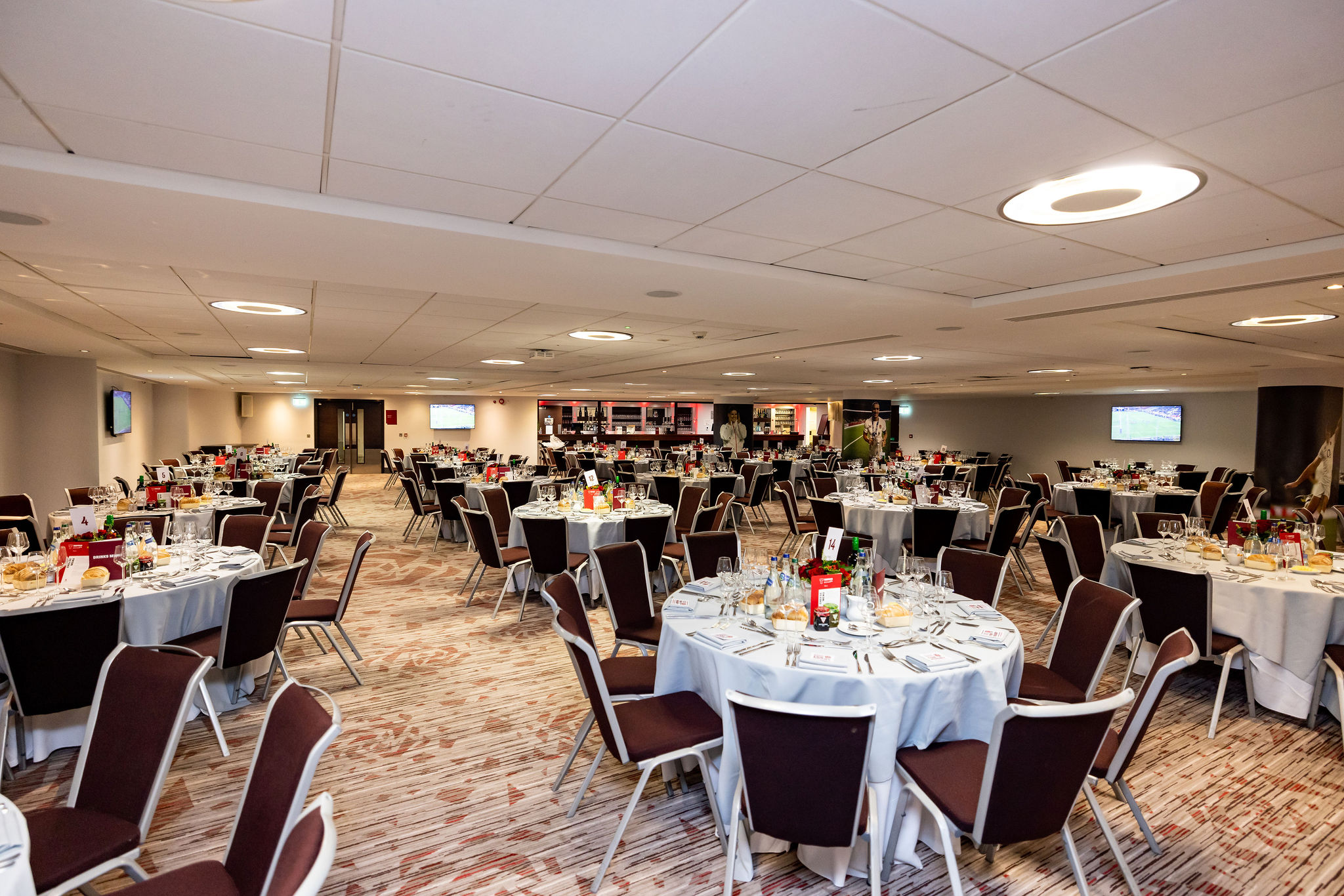 Nightingale Suite at Allianz Stadium, elegant dinner setup for corporate events and weddings.