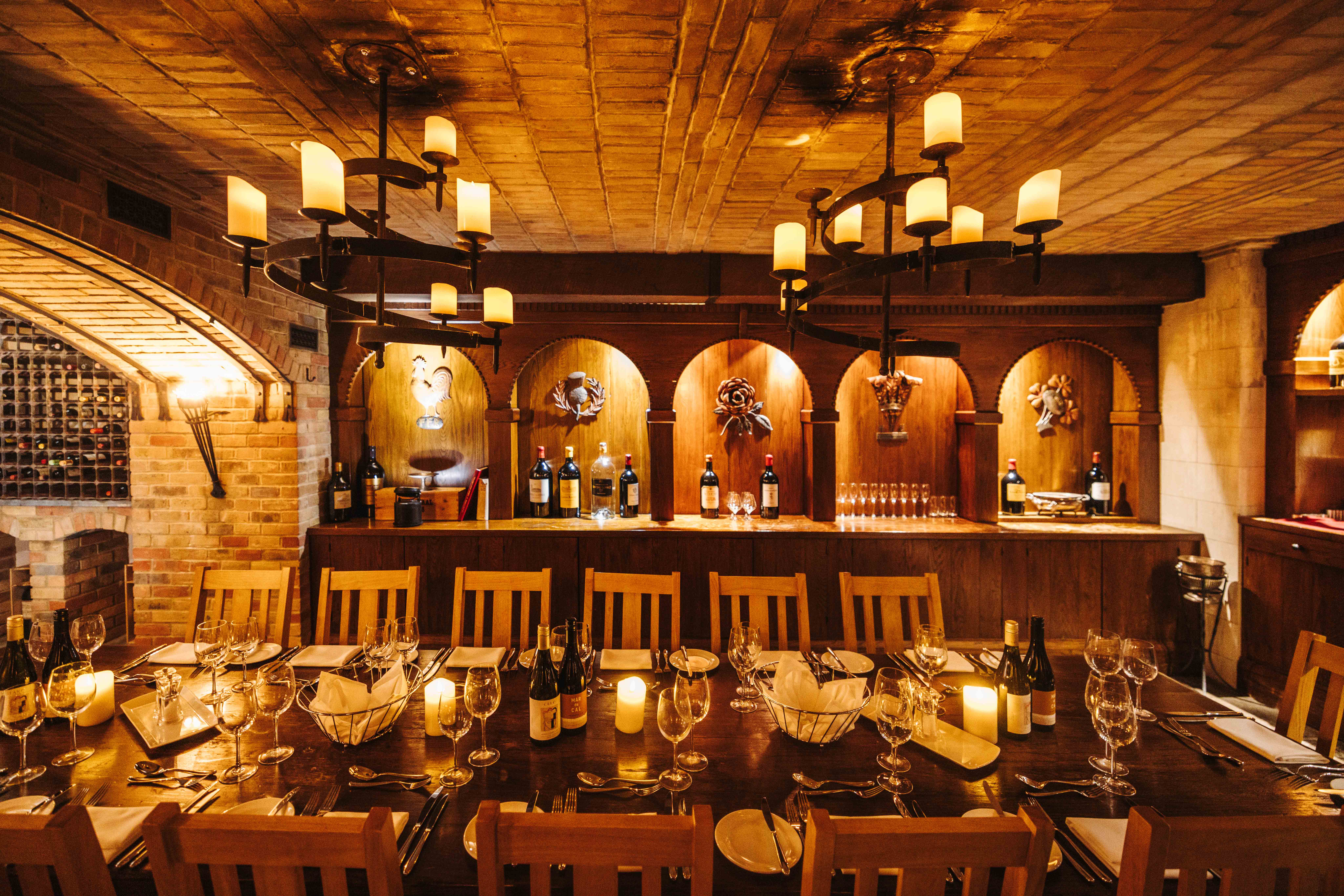 Twickenham Cellar dining space with rustic decor, ideal for wine tastings and corporate dinners.