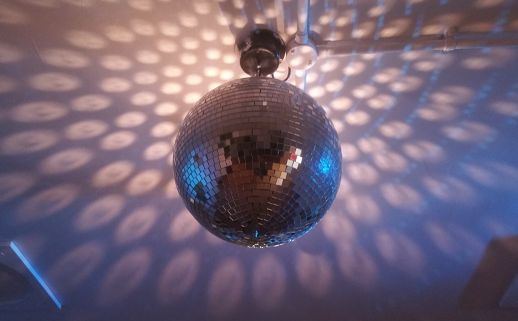 Disco ball in London Rehearsal Space, ideal for vibrant parties and celebrations.