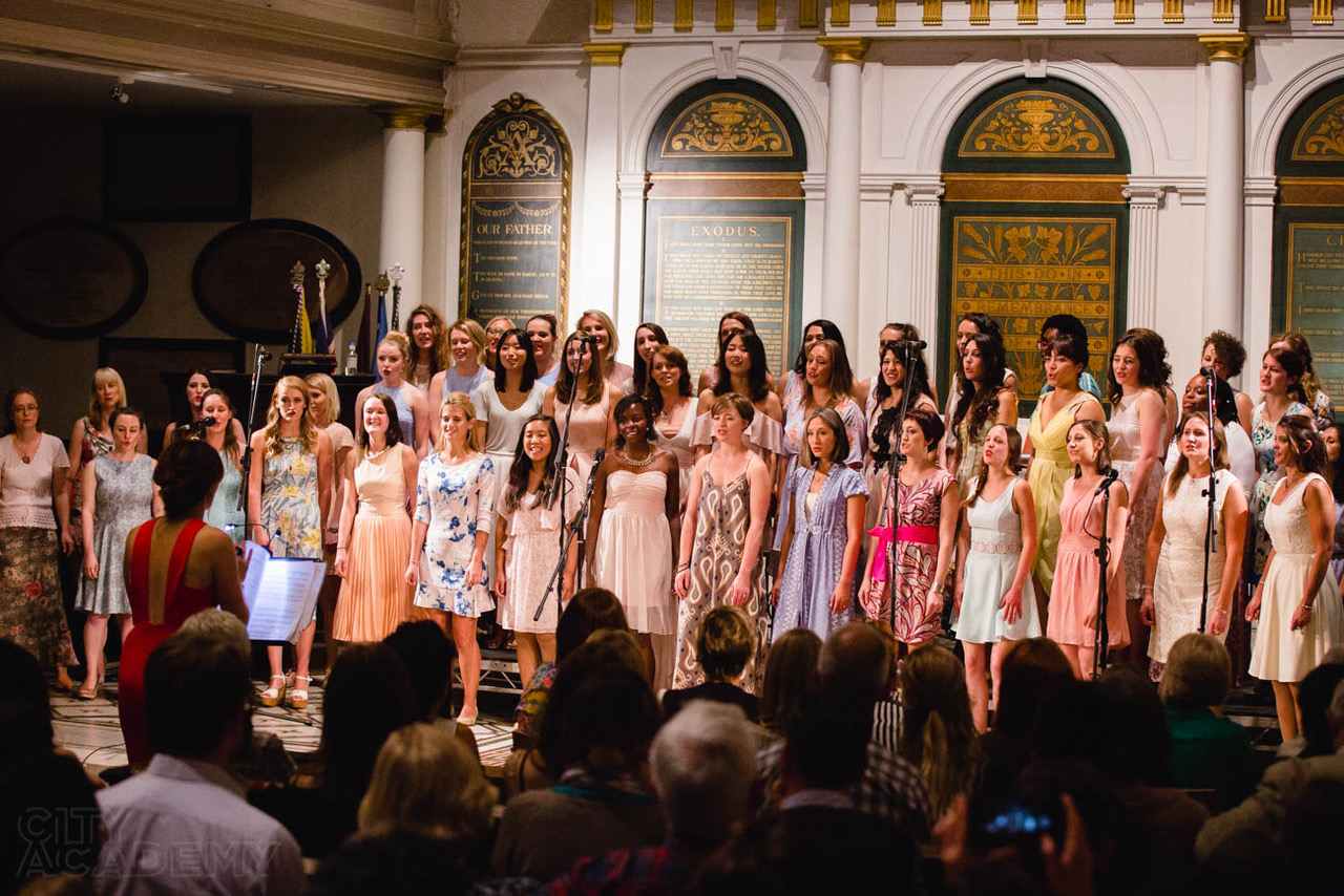 Vibrant choir performance in The Church in The Crypt, perfect for events and concerts.