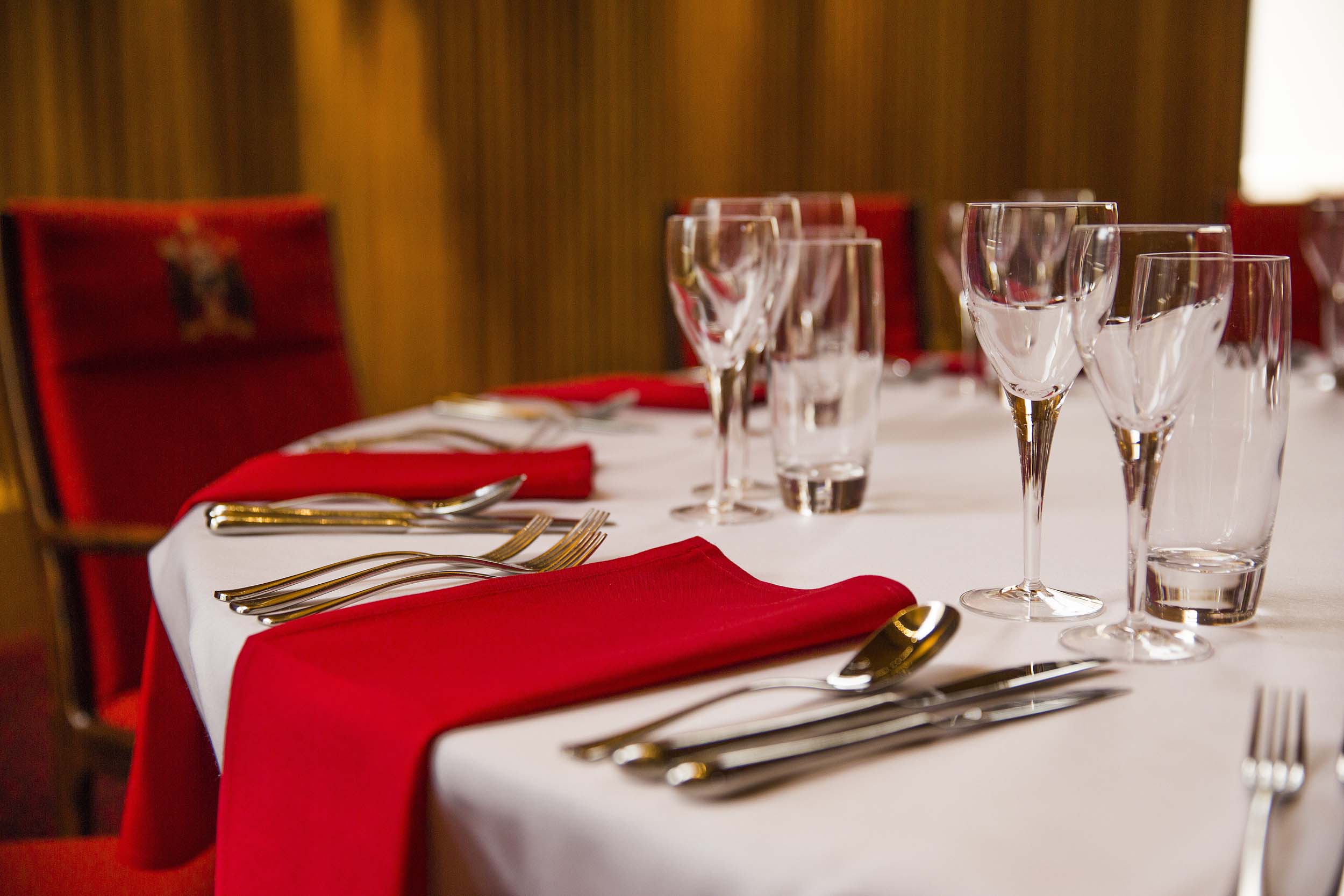 Elegant dining setup in Salters' Hall for formal dinners and corporate events.