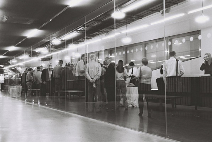 Starr Cinema registration area at Tate Modern, bustling with diverse event attendees.