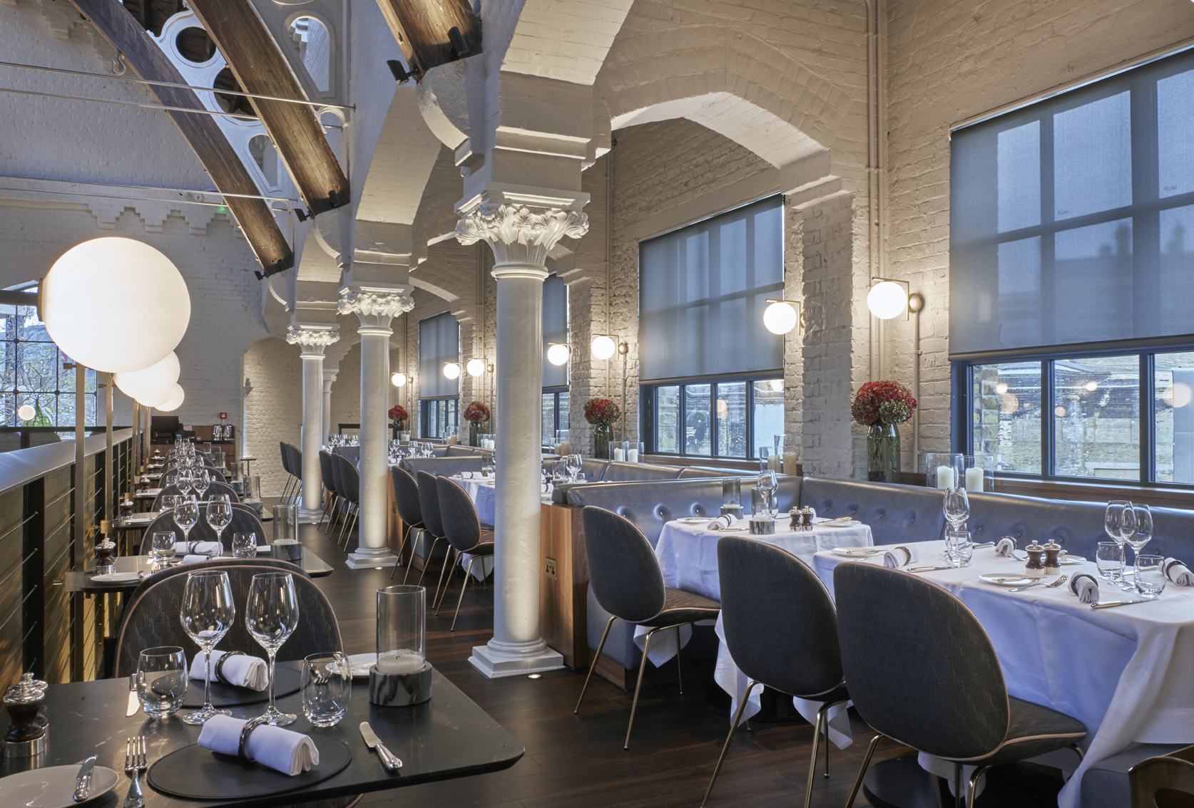 Semi-private dining room at German Gymnasium, ideal for upscale events and gatherings.