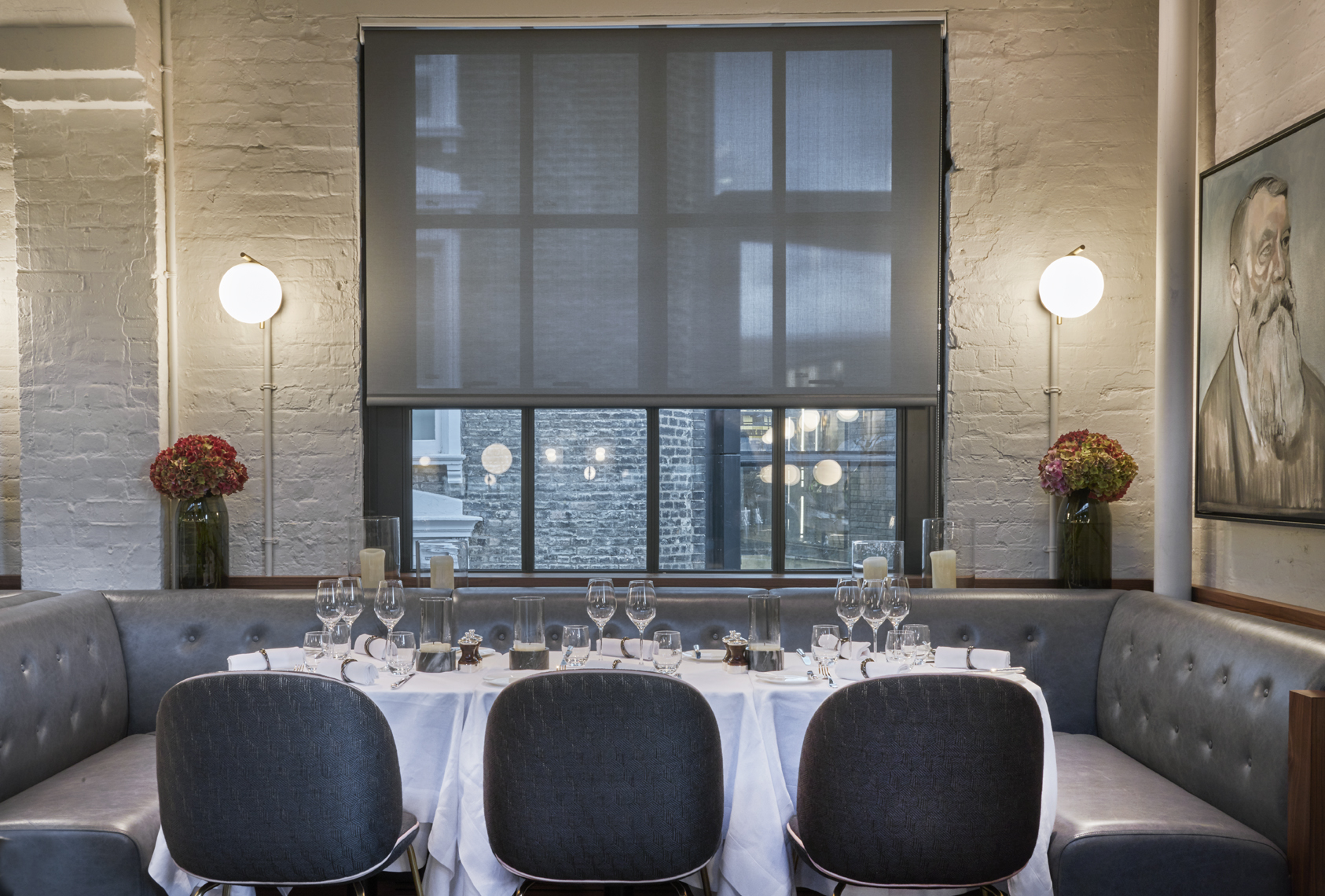 Semi-private dining room at German Gymnasium, ideal for corporate events and celebrations.