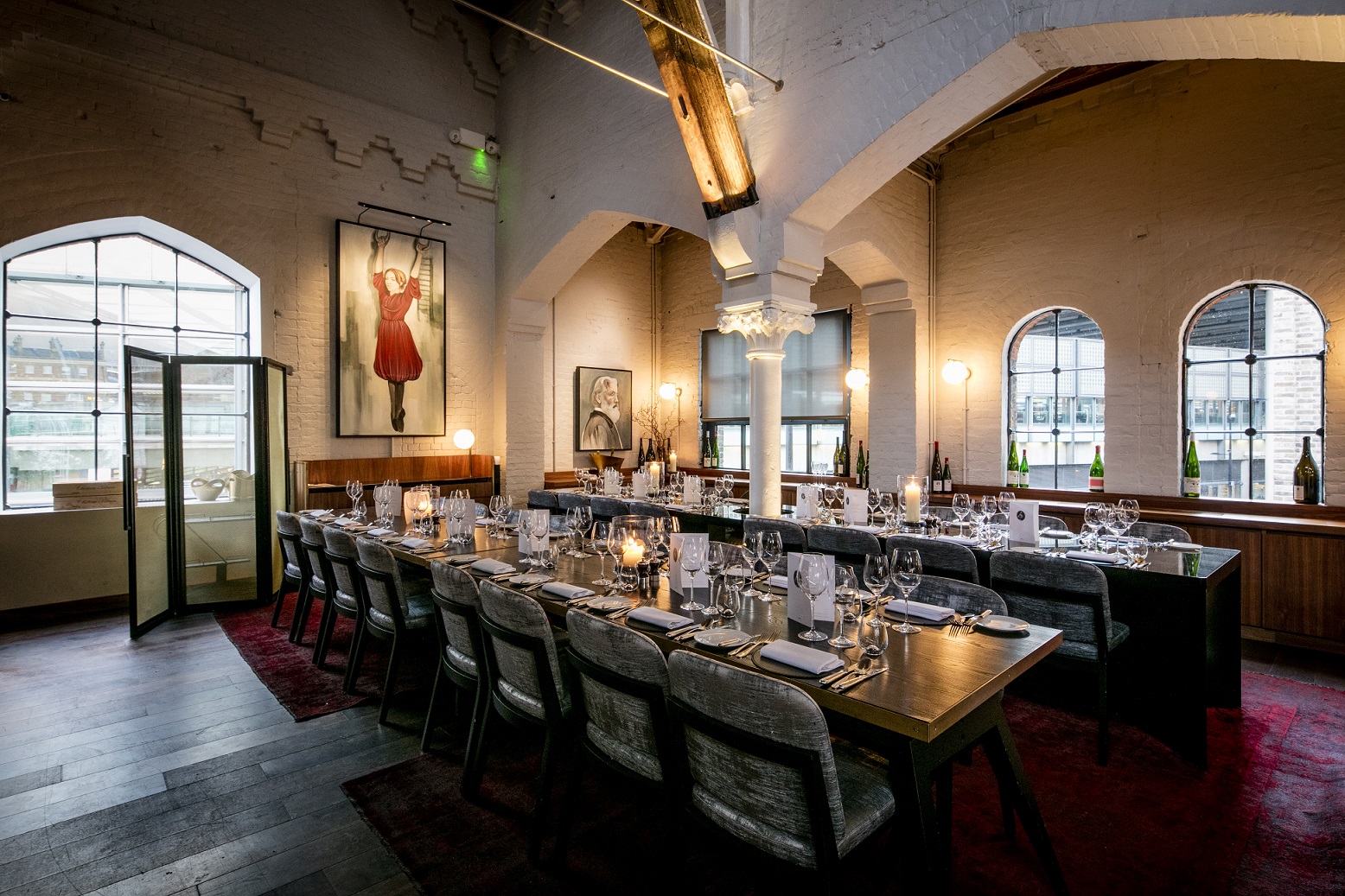 Semi-private dining room at German Gymnasium, ideal for corporate dinners and networking events.