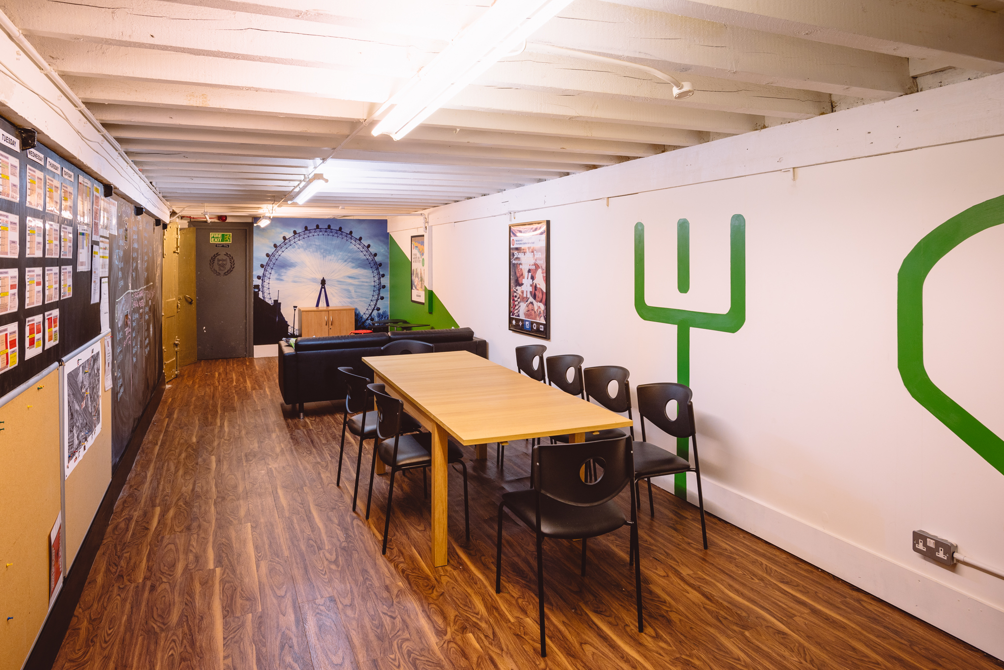 Main Room at London Bartender School, vibrant space for workshops and team-building events.