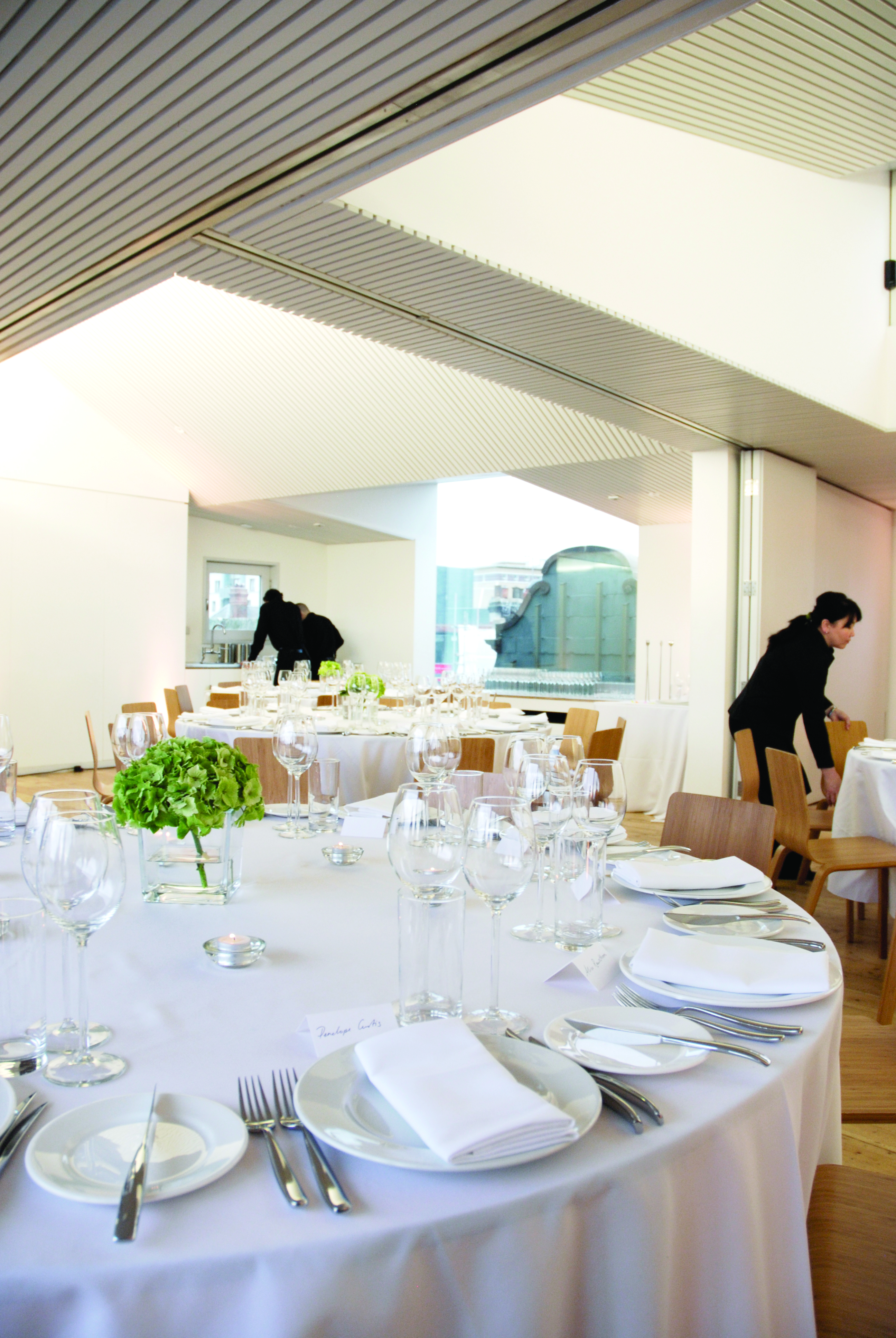 Elegant dining setup in Creative Studio, Whitechapel Gallery for corporate events.