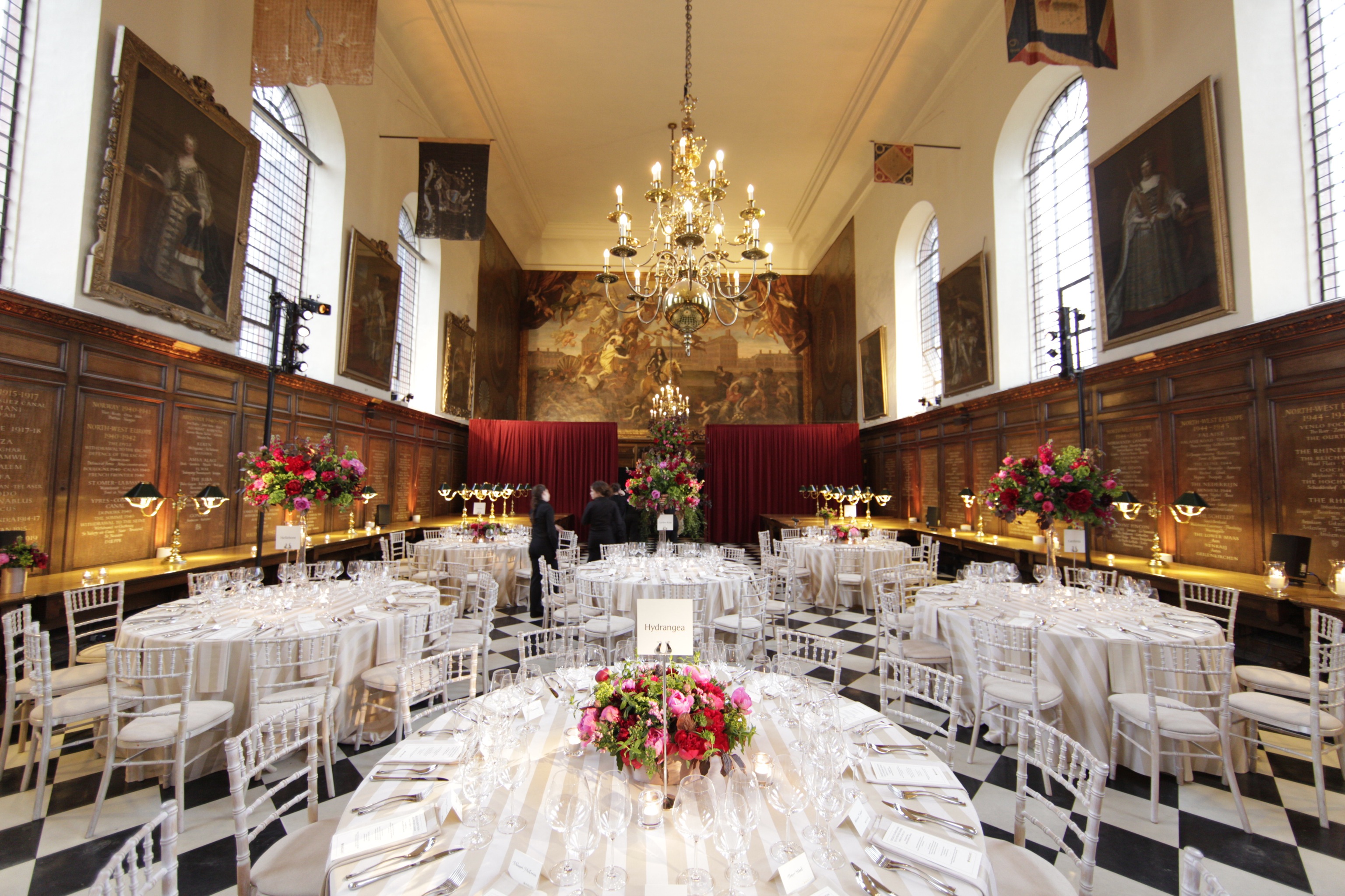 Elegant Great Hall at Royal Hospital Chelsea, perfect for weddings and corporate galas.
