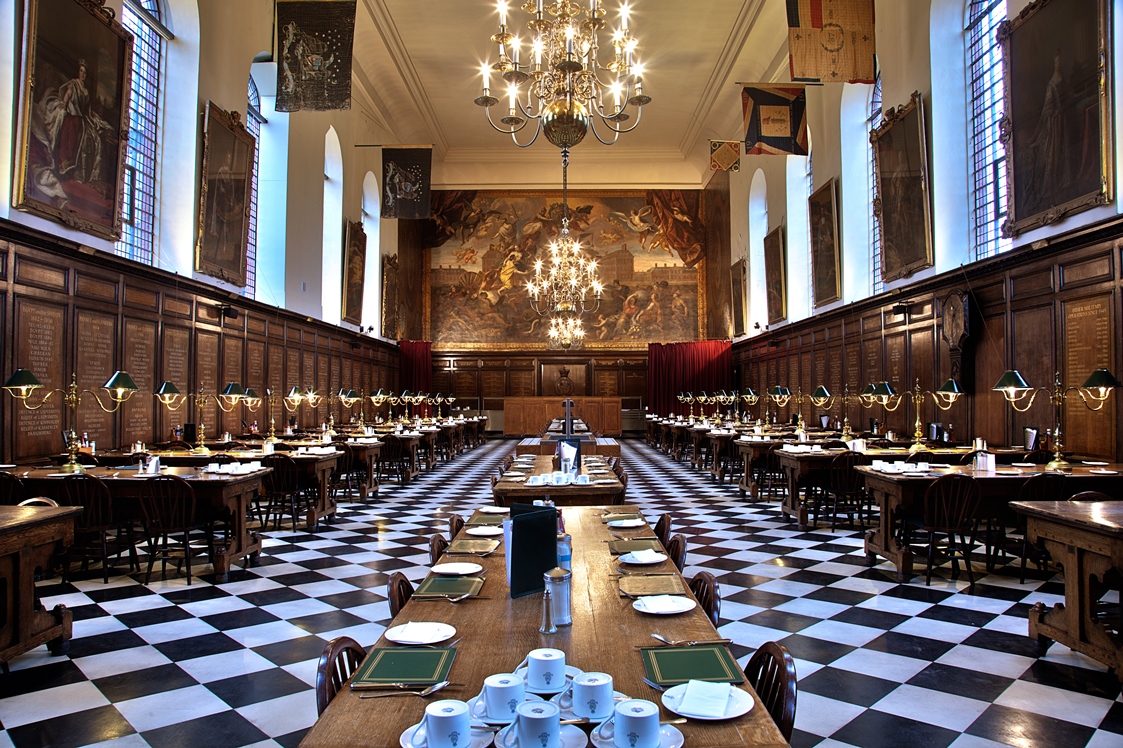 Great Hall at Royal Hospital Chelsea, elegant dining venue for banquets and corporate events.