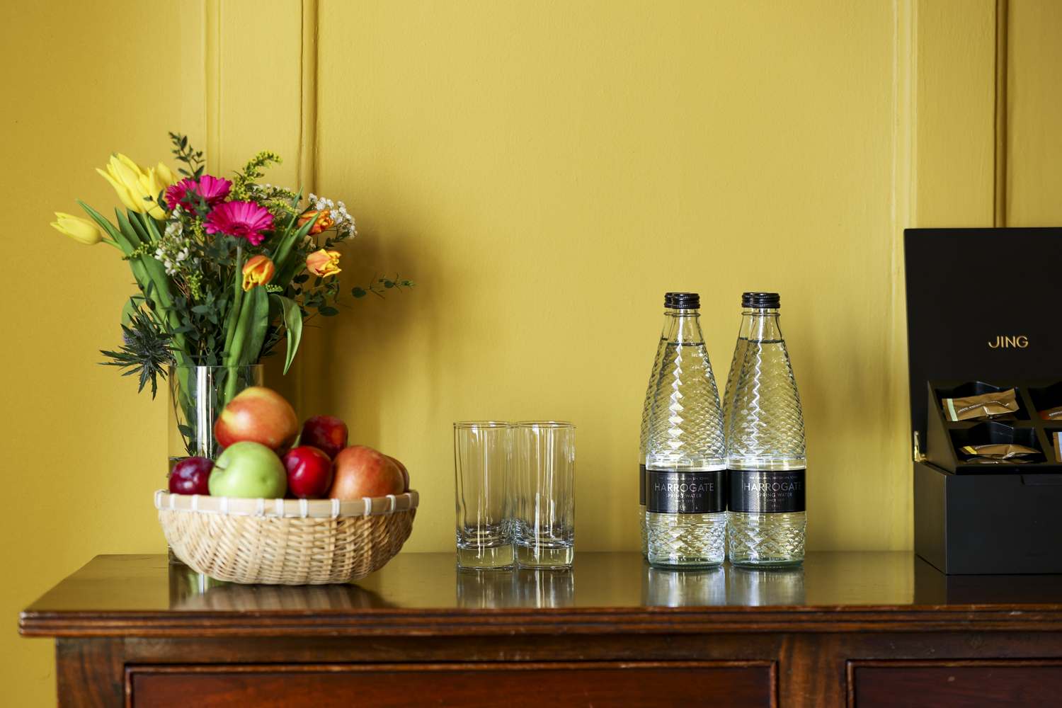 Elegant refreshment station with flowers for meetings and events at The HAC.
