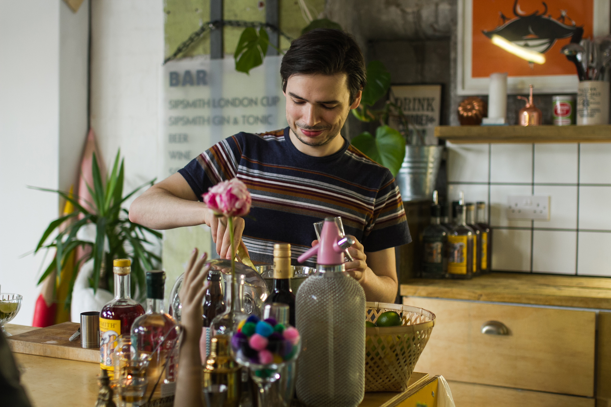 Vibrant bar setup at Lord Whitney Studio for networking events and social gatherings.