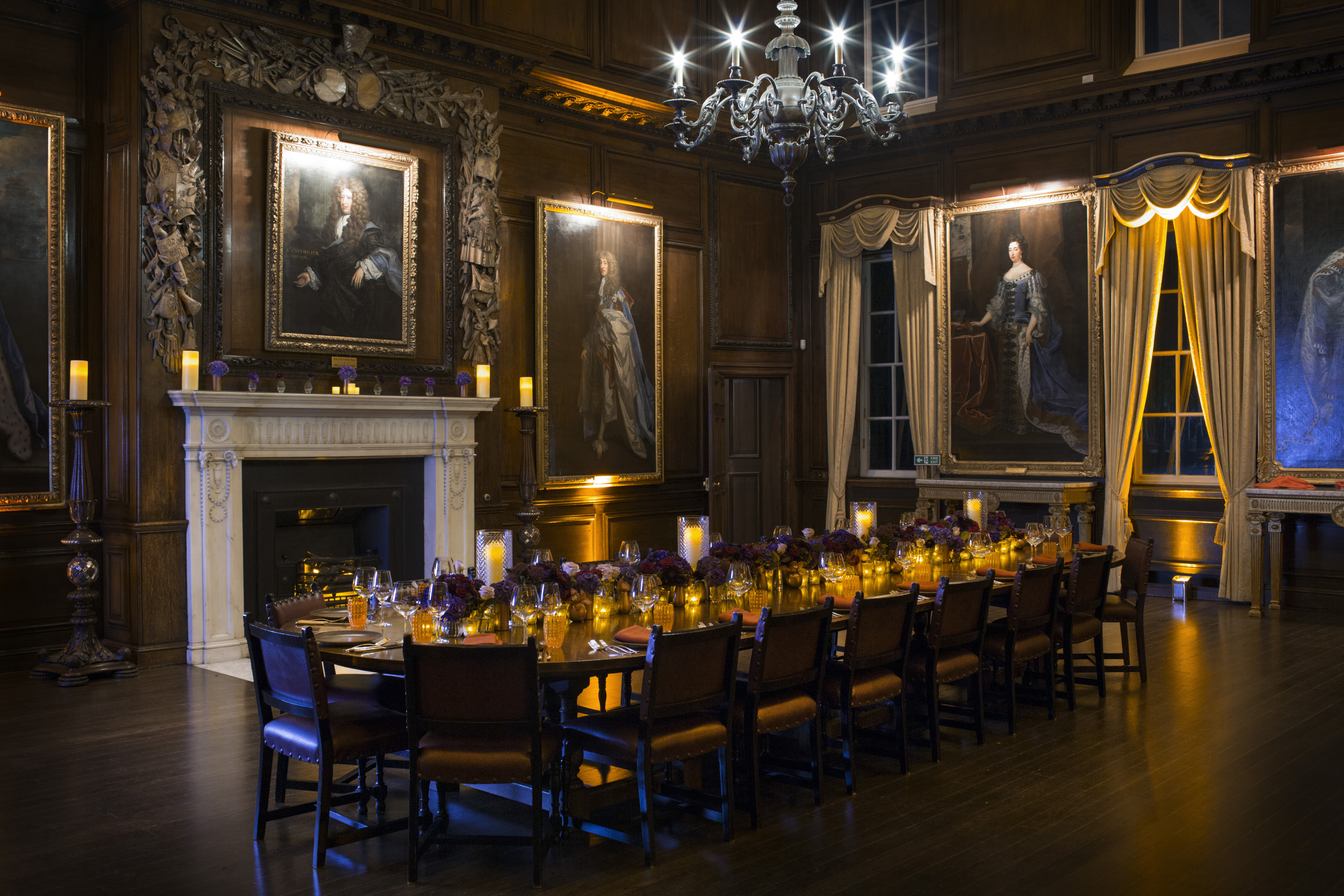 Elegant dining room in State Apartments, Royal Hospital Chelsea for formal events.