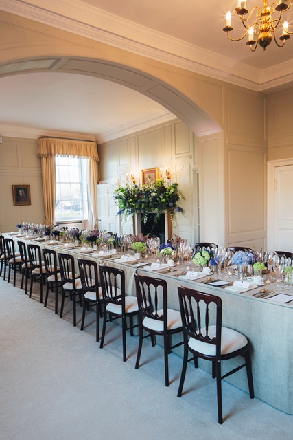 Elegant dining table at Wren House, Royal Hospital Chelsea for upscale events and gatherings.