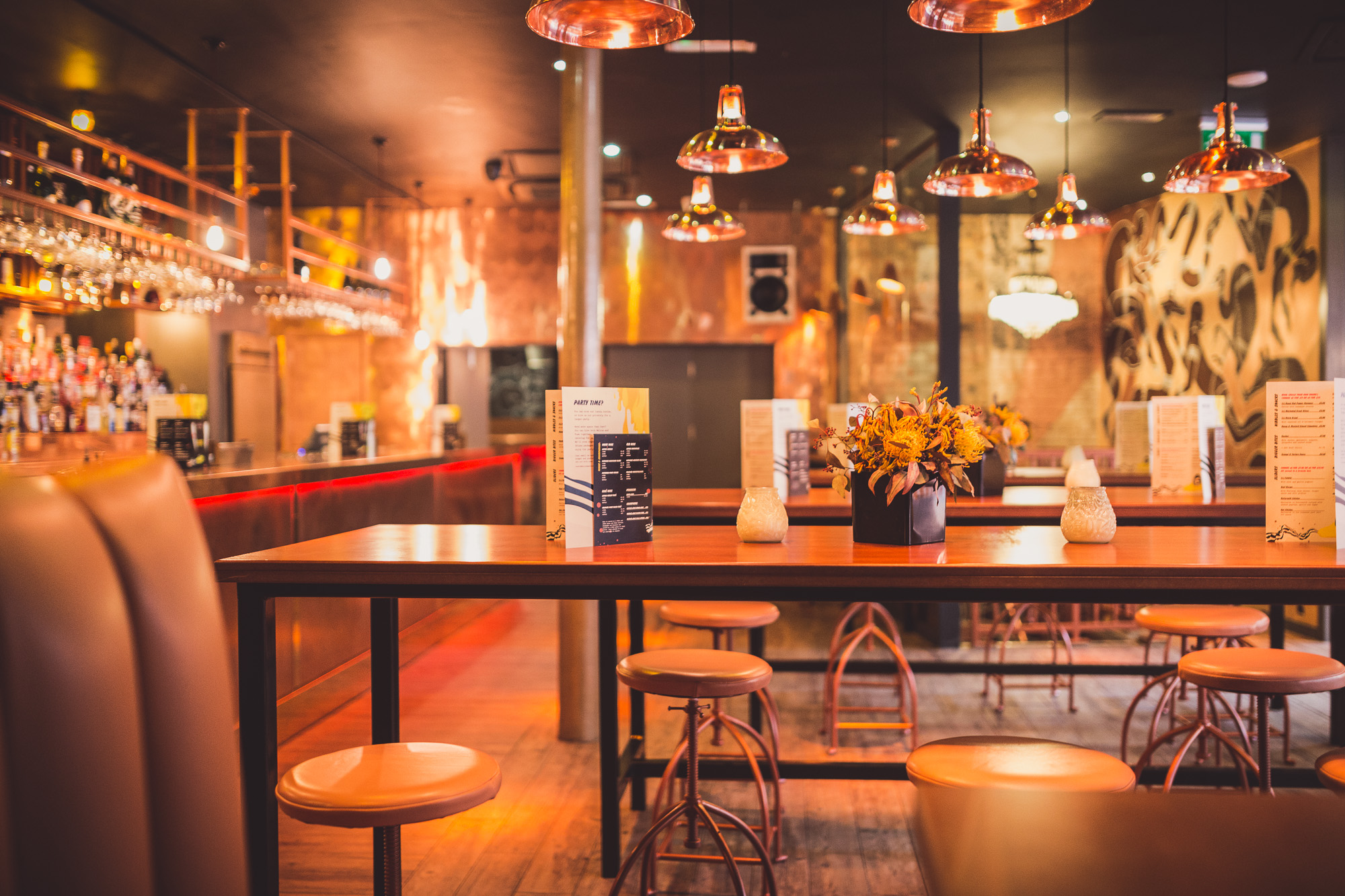 Stylish Walrus venue with warm lighting for intimate gatherings and networking events.