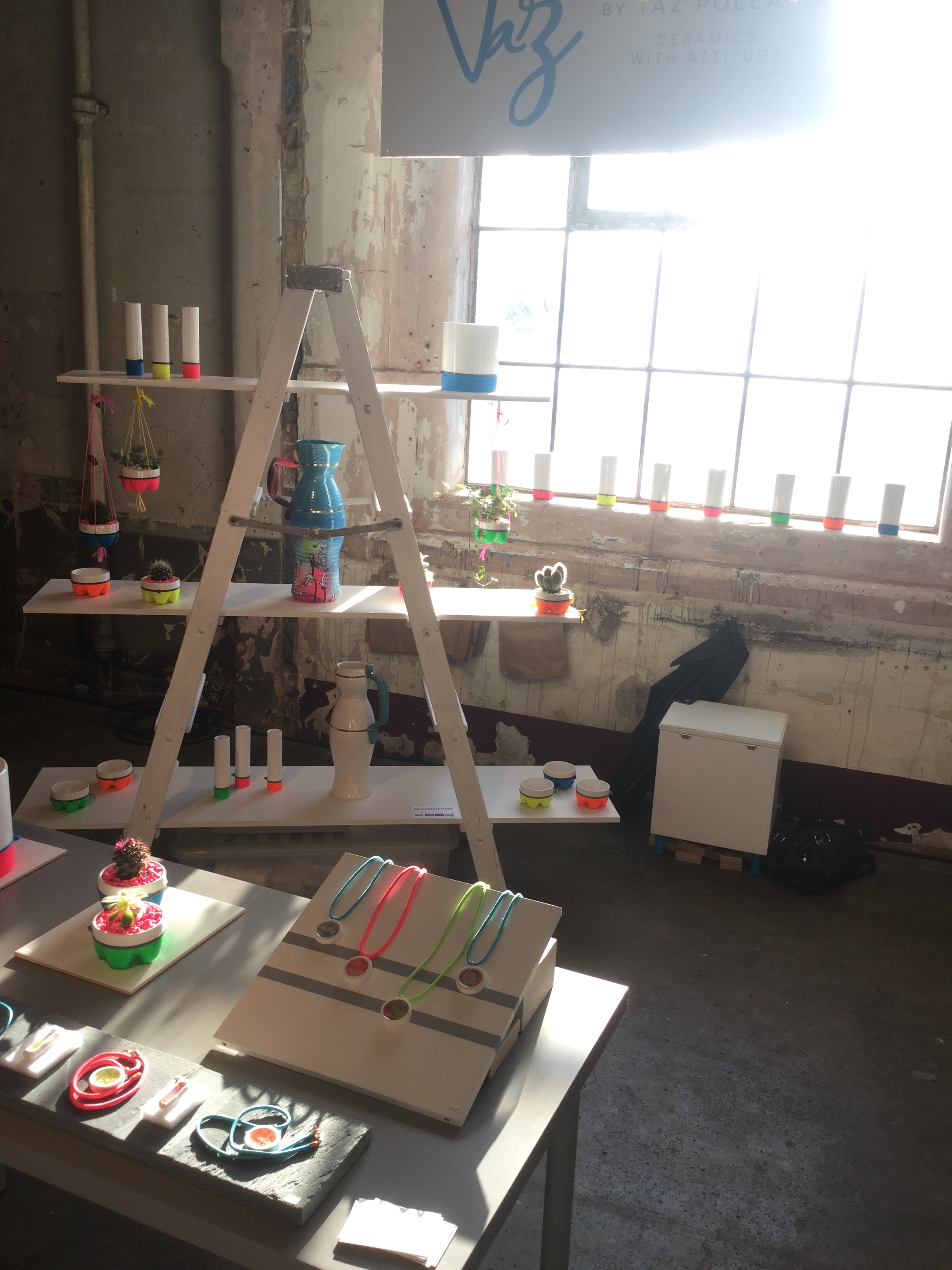 Colorful decor display at OXO Tower Bar, perfect for events and exhibitions.