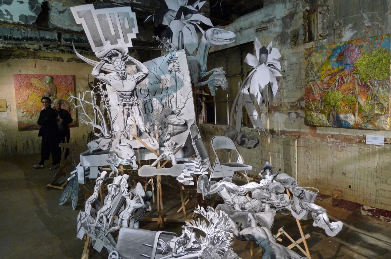 "Art installation at OXO Tower Bar, ideal for creative events and exhibitions."