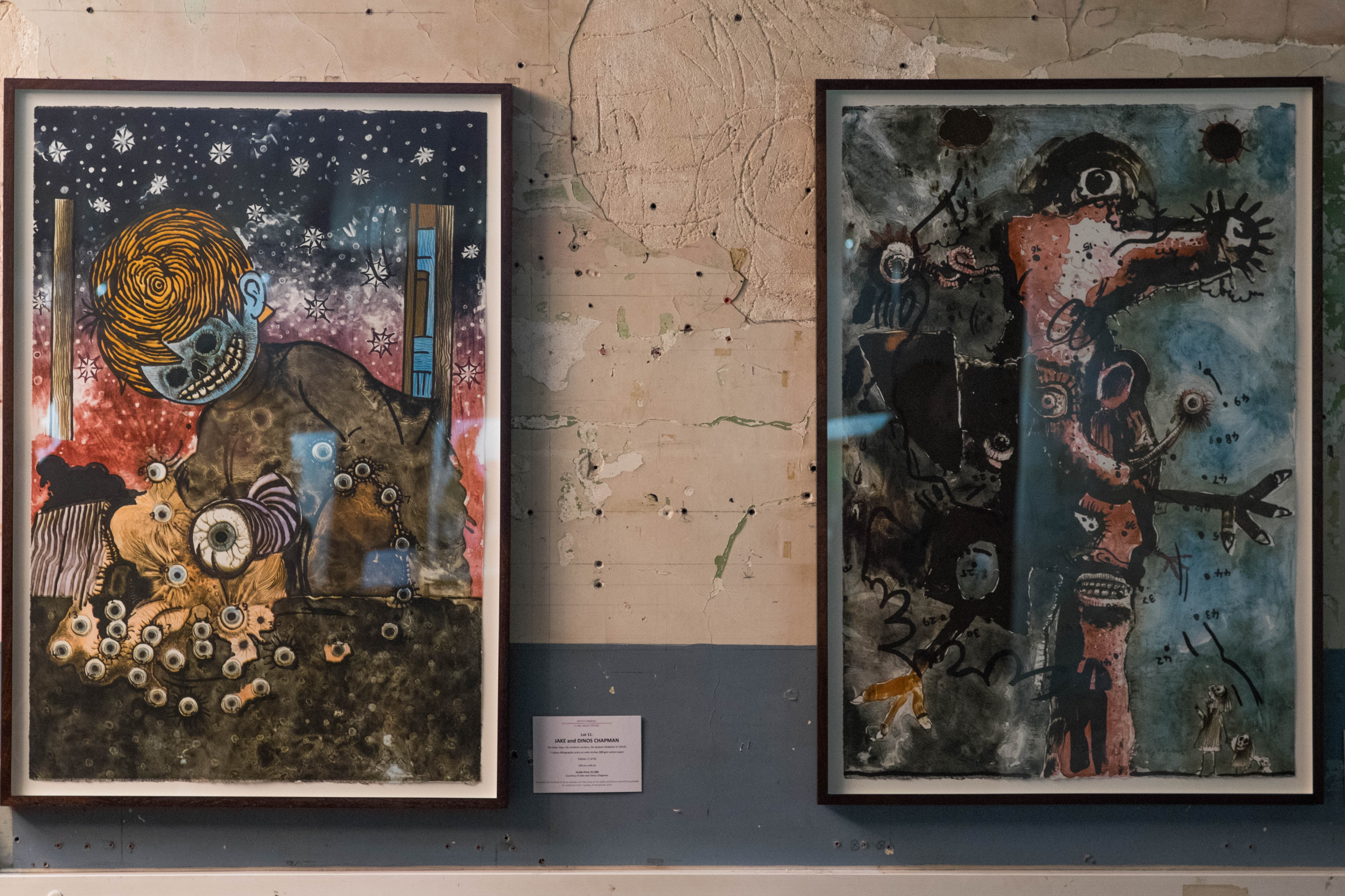 Artistic gallery bar in OXO Tower with vibrant abstract artwork for events.