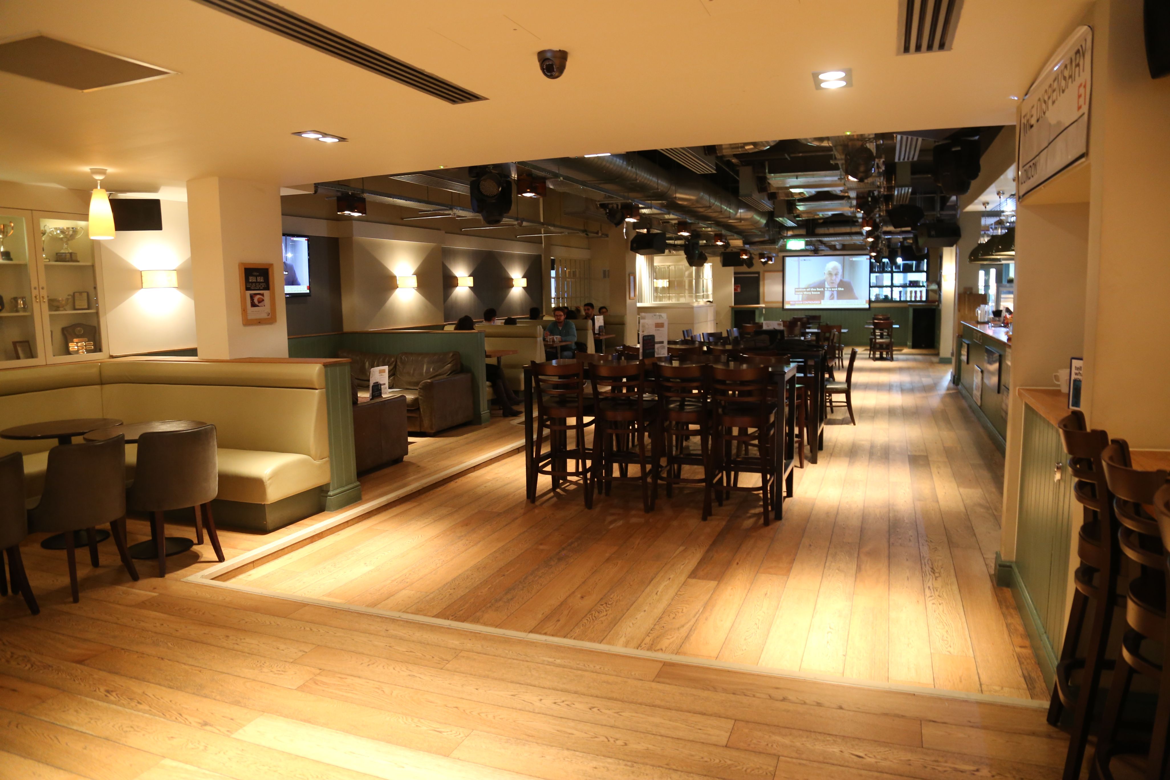 Modern event space at Griff Inn Bar & Kitchen with flexible seating for networking events.