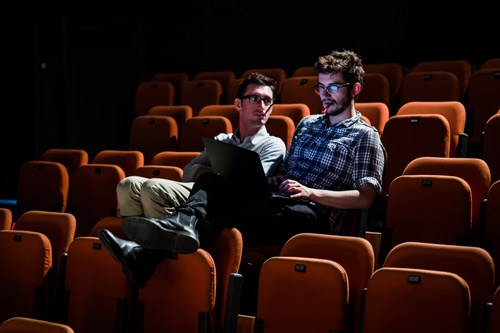 New Diorama Theatre meeting with laptop, ideal for creative brainstorming sessions.