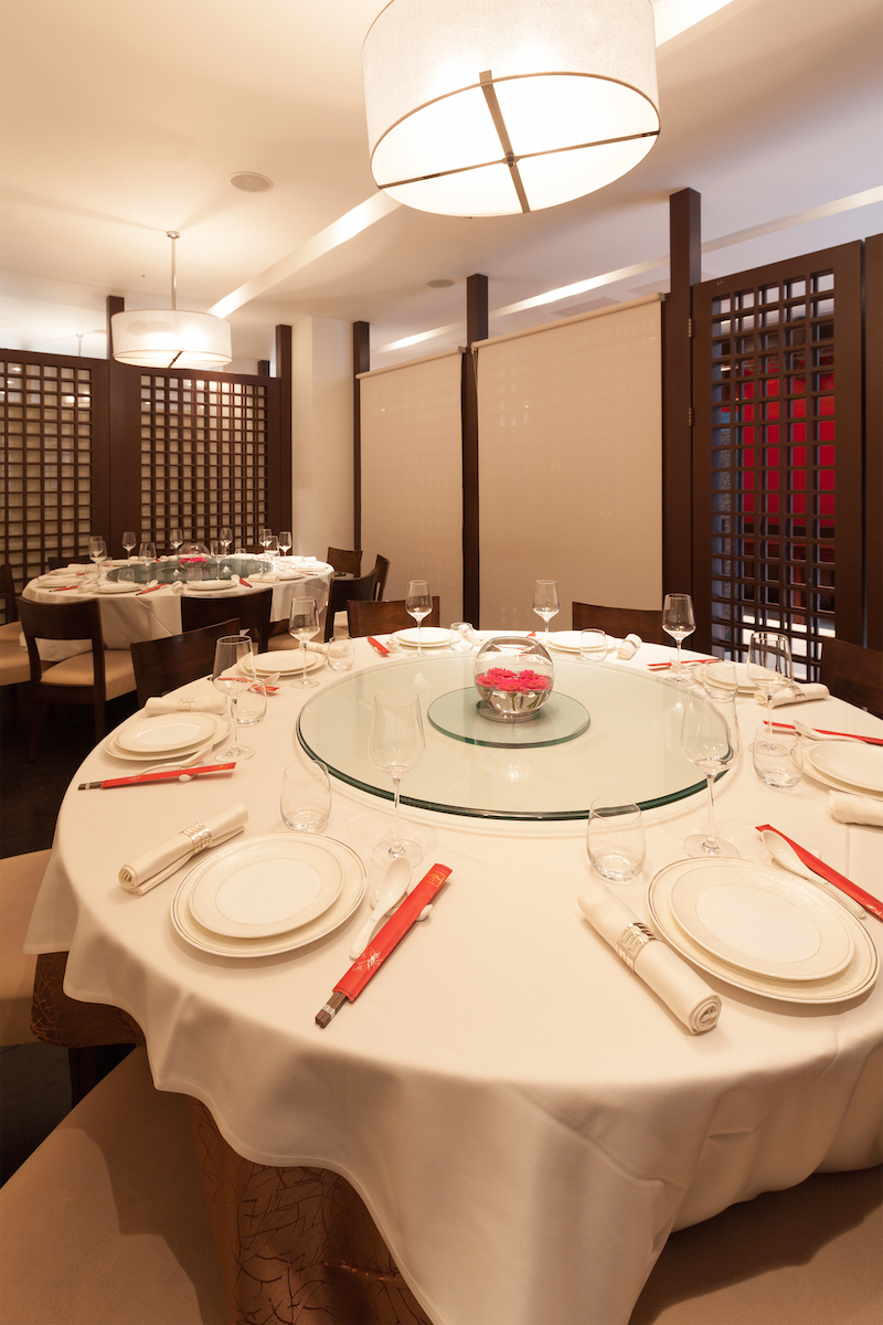Private Dining Room 1 with elegant table setting for upscale events and intimate meetings.