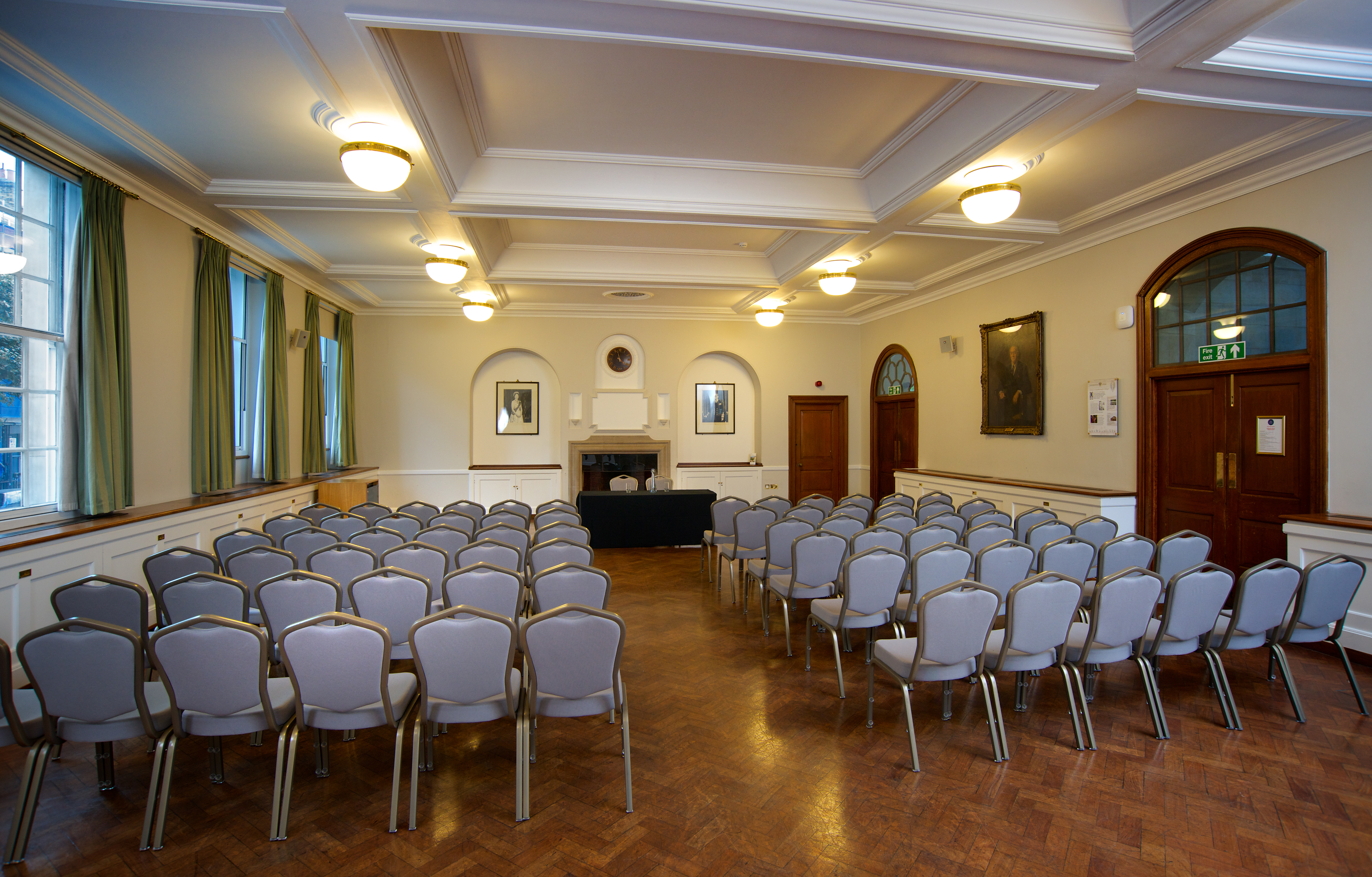 London House Large Common Room with grey chairs, ideal for meetings and workshops.