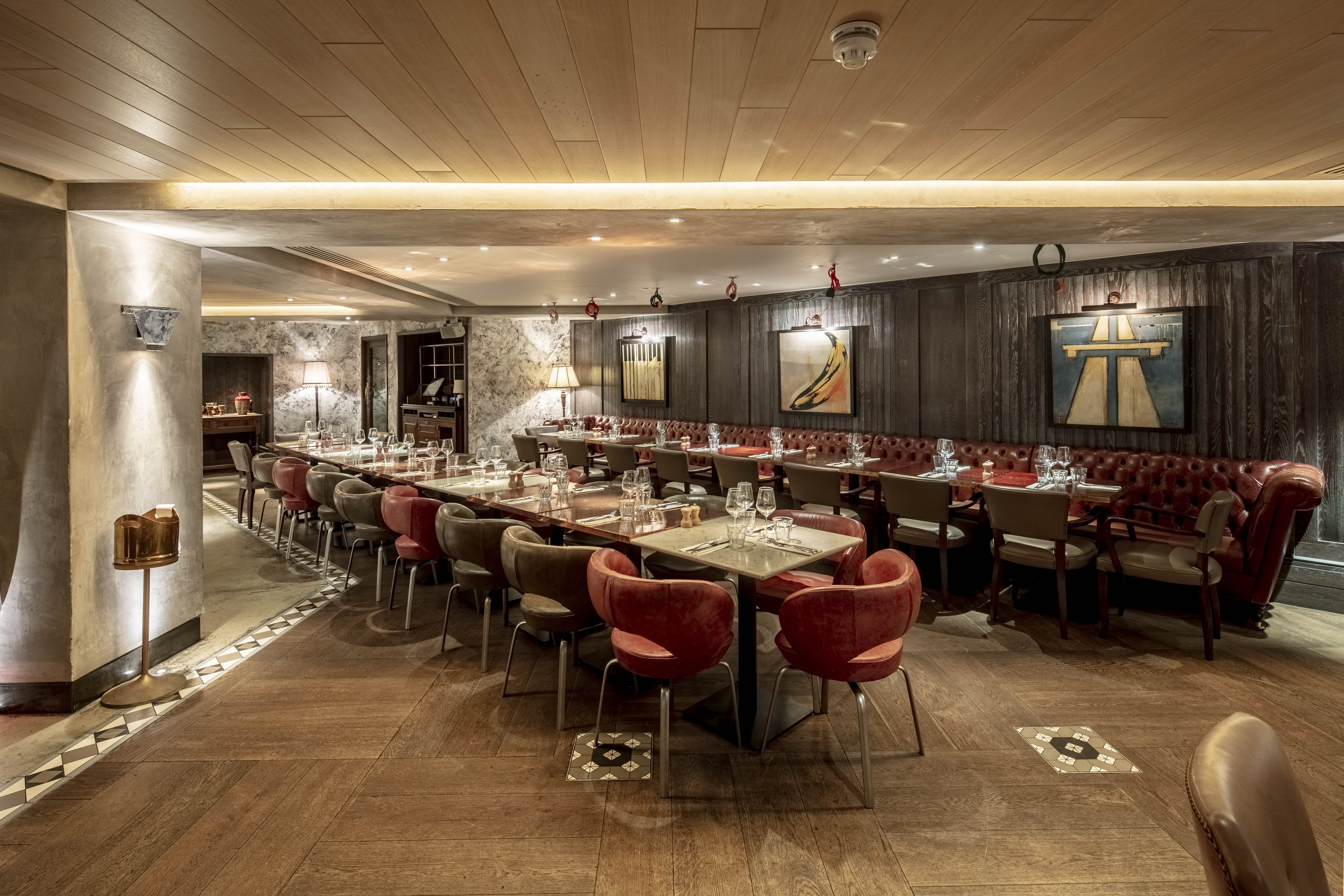 Sophisticated dining space at The Lounge, ideal for intimate meetings and events.