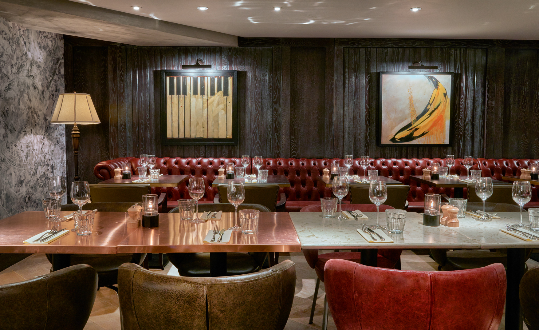 Elegant dining space at 100 Wardour Street, perfect for corporate dinners and intimate gatherings.