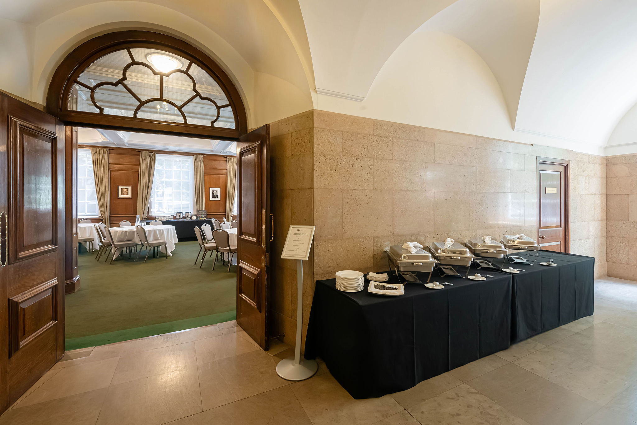 Churchill Room at Goodenough House: elegant dining space for formal events and gatherings.