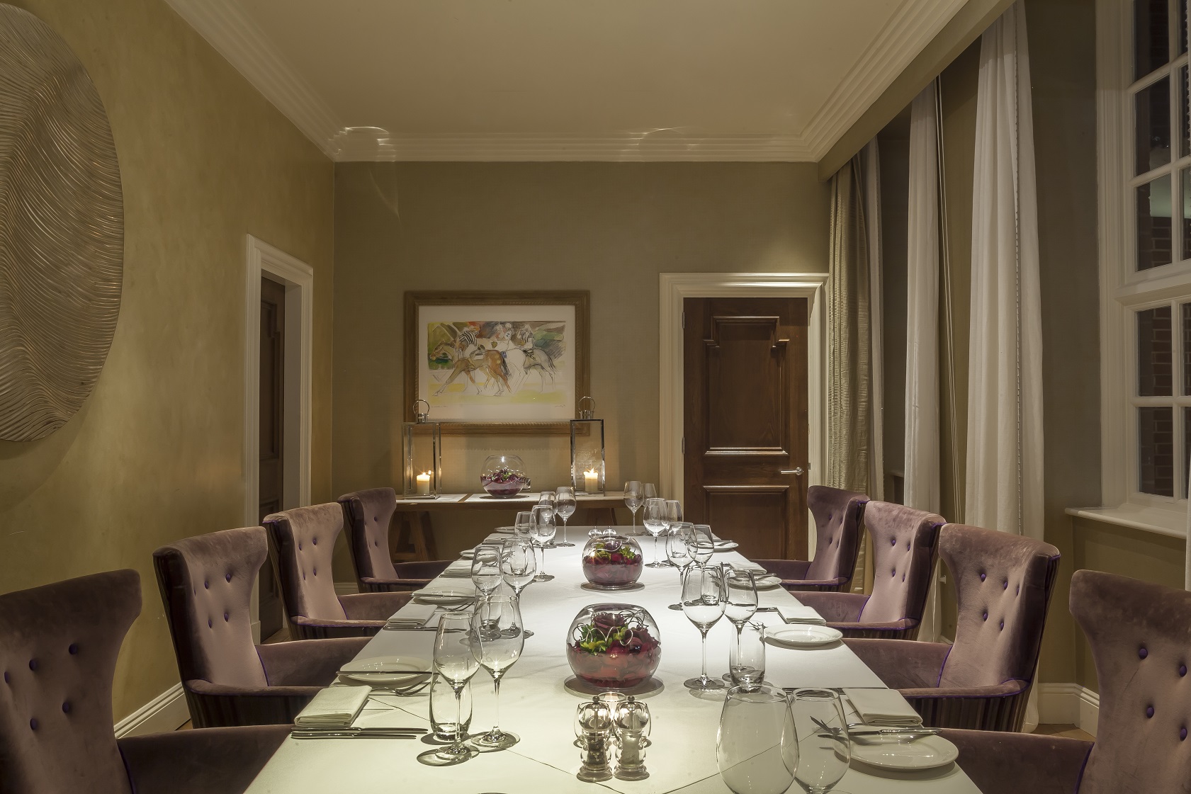 Elegant private dining room at The Roseate, Reading for exclusive events and meetings.