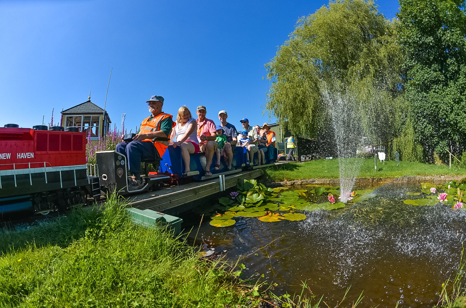 Miniature train ride at family-friendly outdoor event in Bath & West Showground.