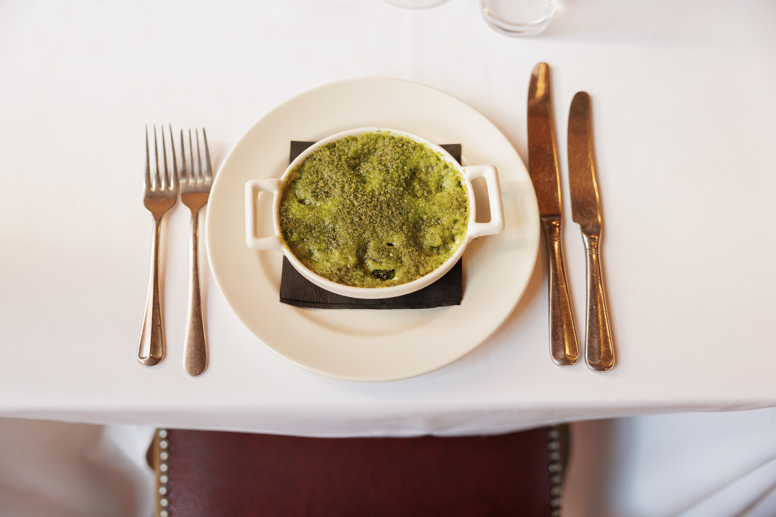 Elegant dish presentation in No. 1 Dining Room, perfect for upscale dining events.