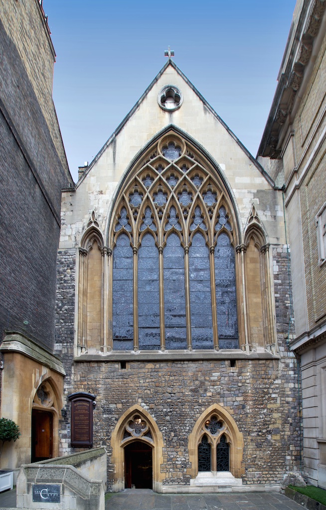Gothic window at The Crypt in Bleeding Heart, perfect for weddings and events.