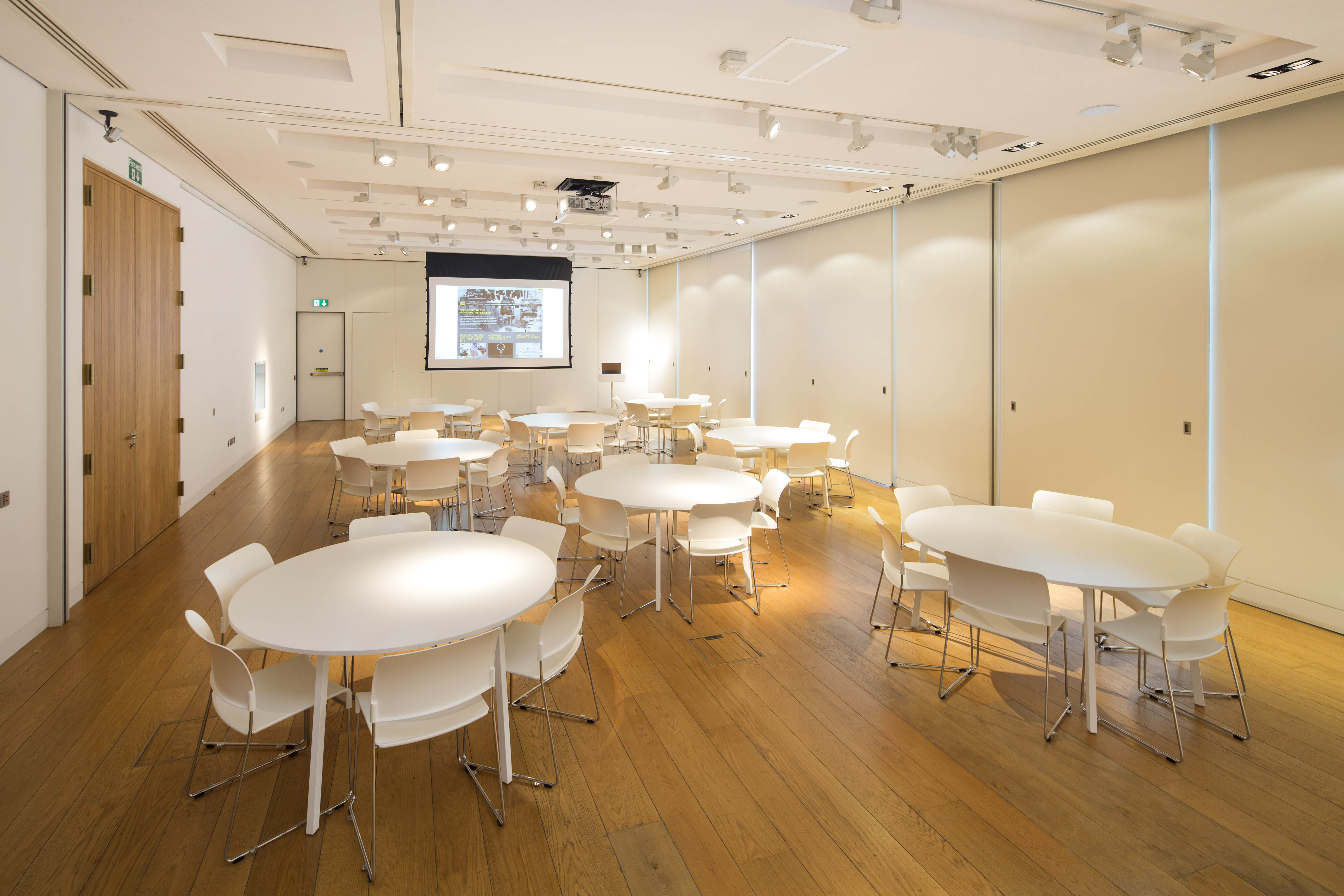 Exhibition Room at The Goldsmiths' Centre, versatile event space for meetings and workshops.