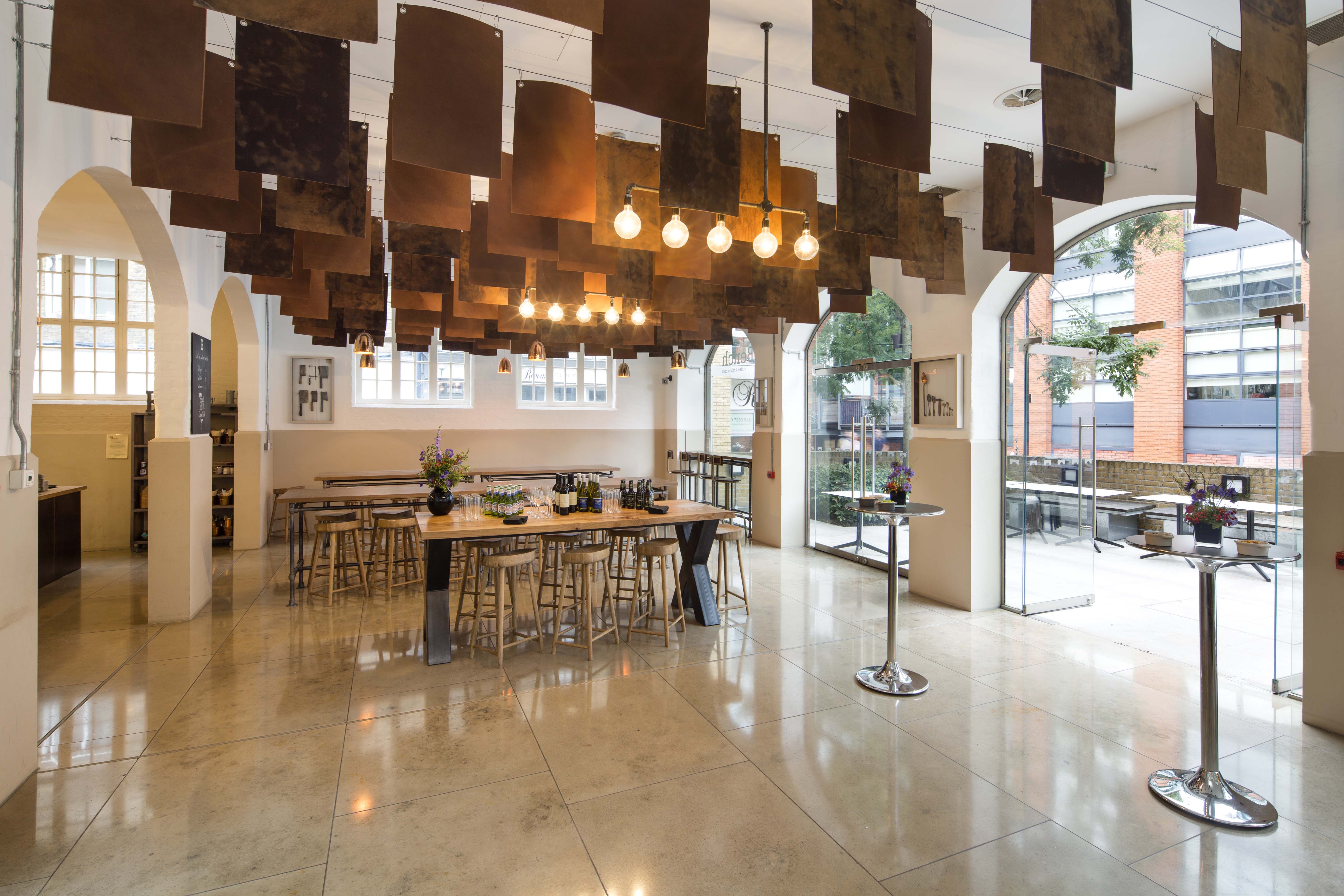 Modern event space with stylish decor, ideal for networking and gatherings.