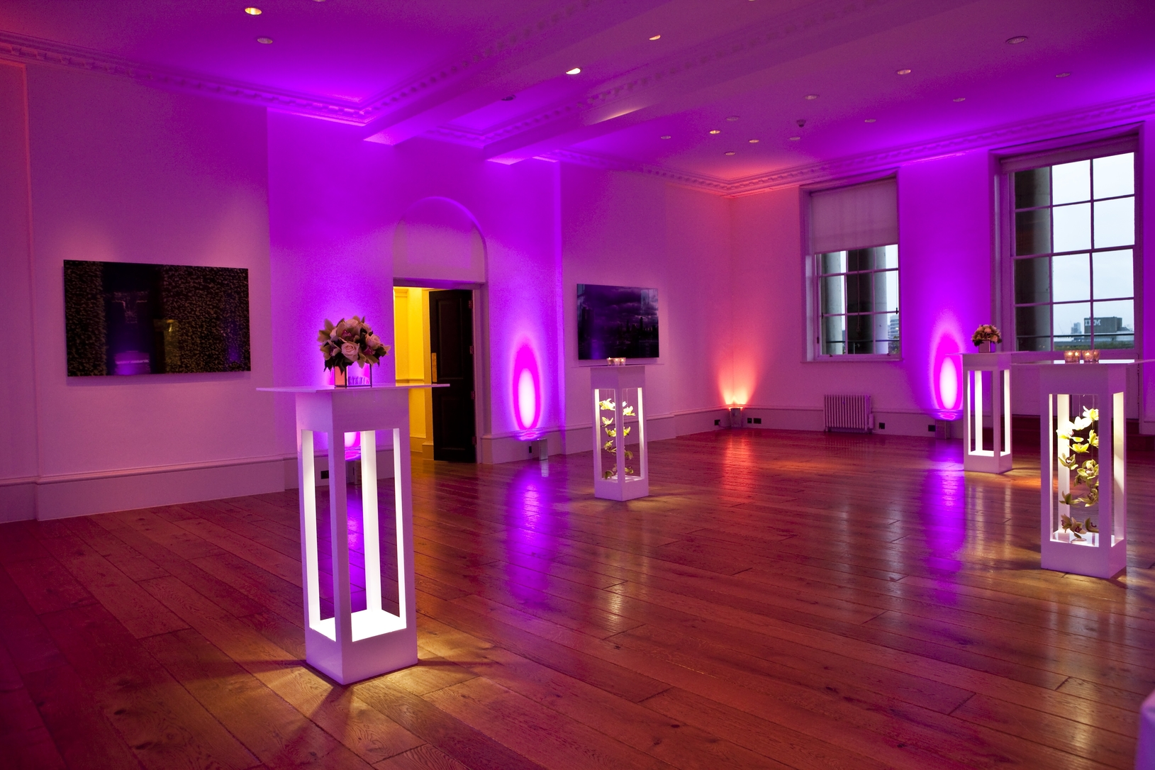 Elegant Portico Rooms at Somerset House, perfect for networking events and art exhibitions.