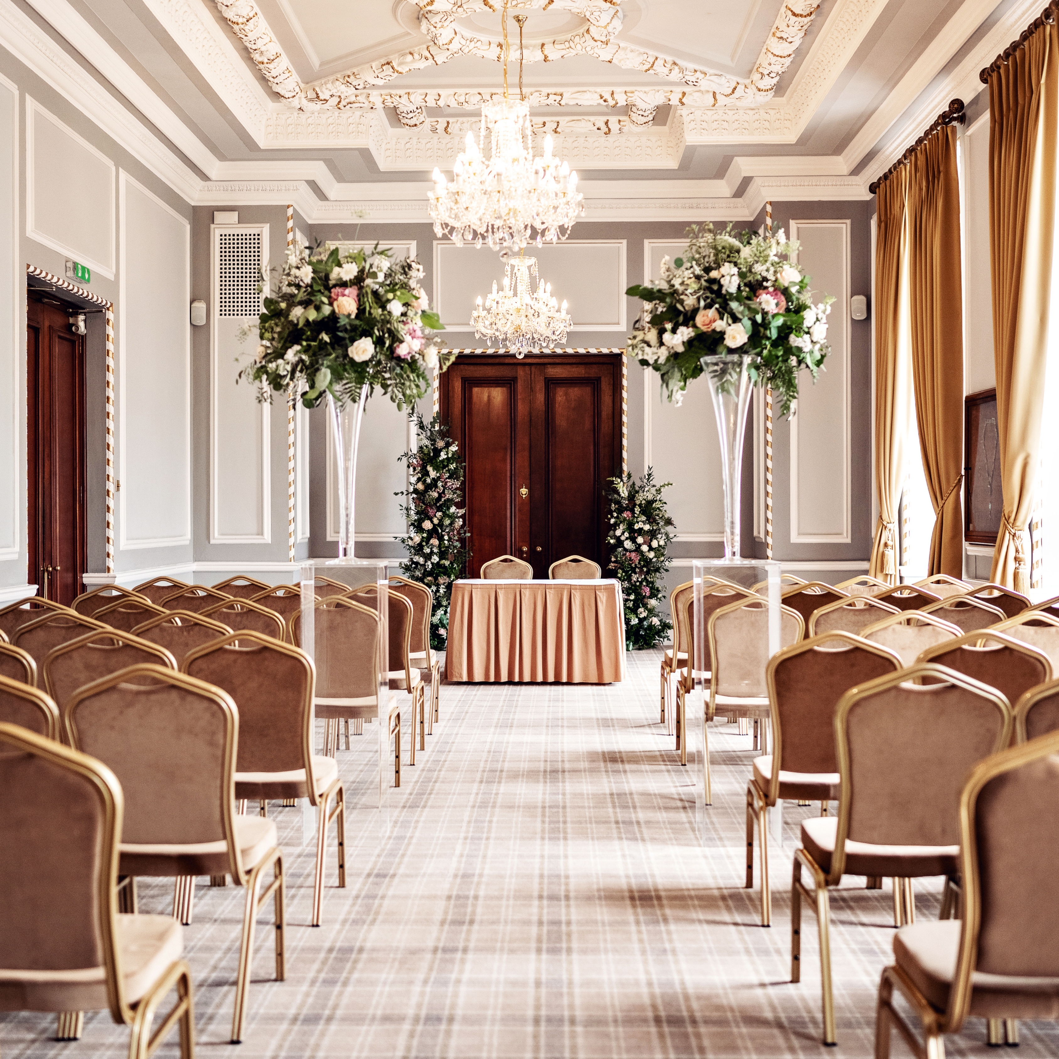 Elegant event space in Manchester Hall, perfect for weddings and formal gatherings.