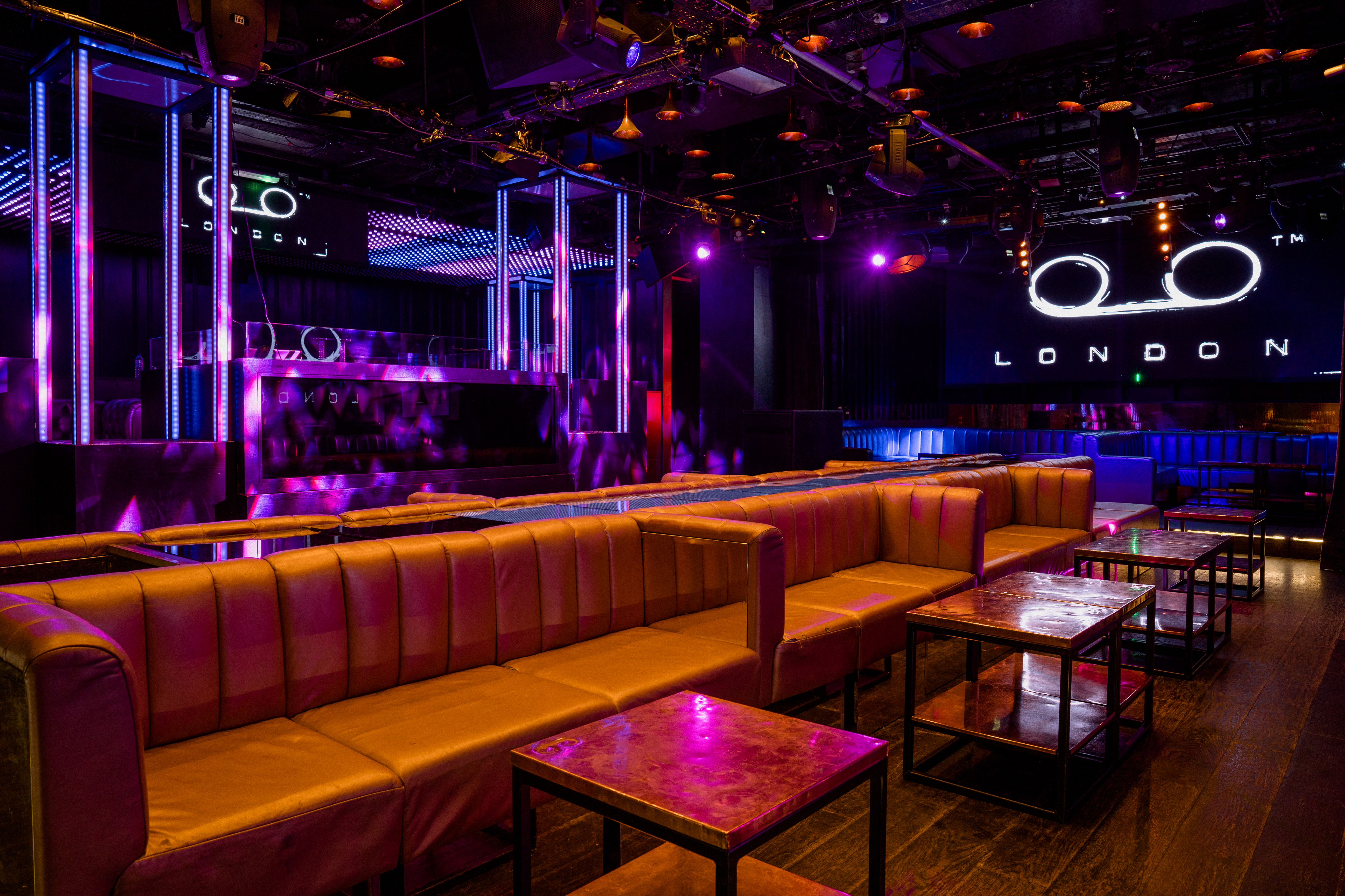 Vibrant event space in Tape London with plush seating for networking and celebrations.