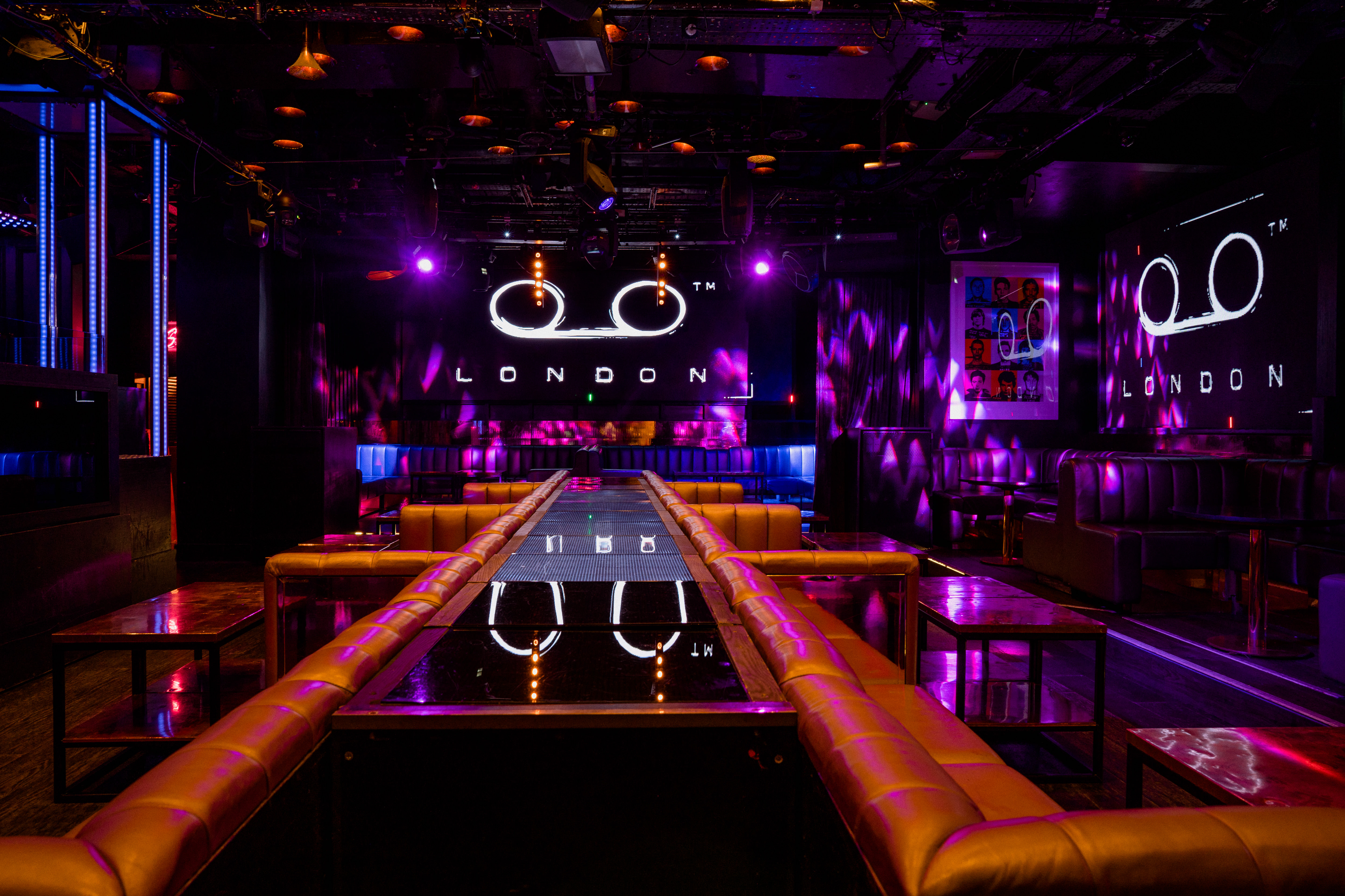 Vibrant Tape London event space with sleek seating for corporate events and parties.