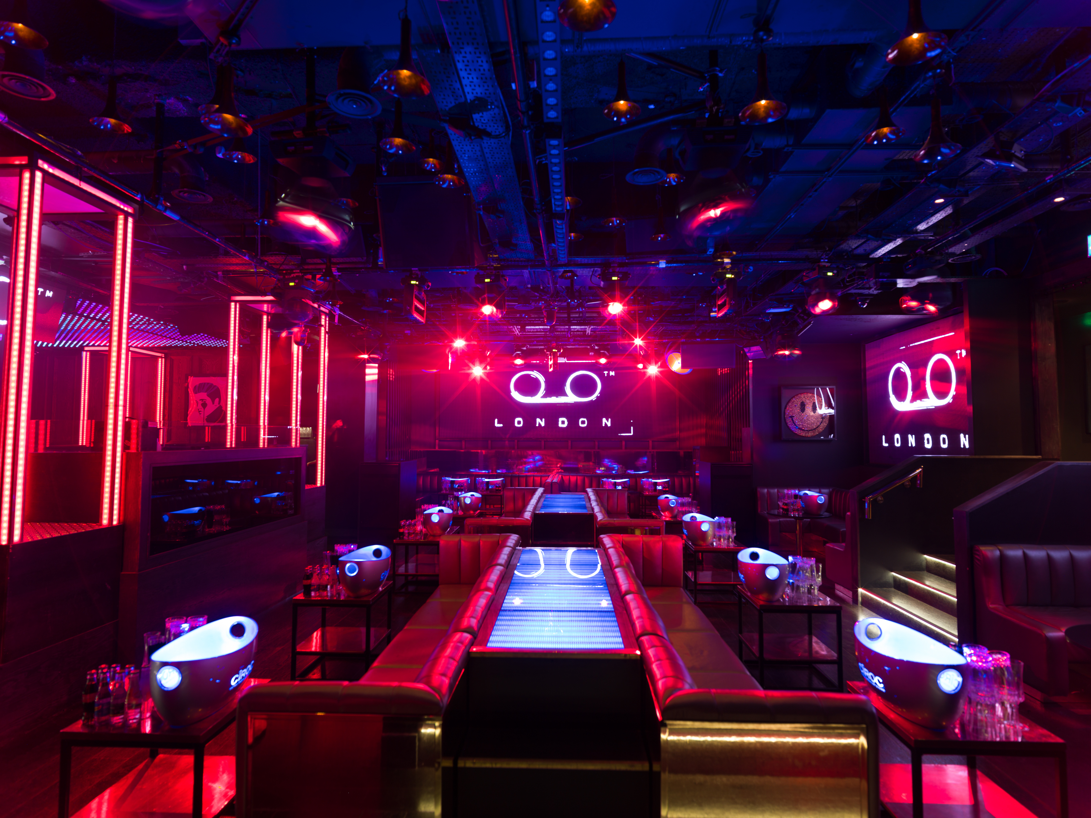 Vibrant Tape London event space with modern decor for upscale nightlife and corporate gatherings.