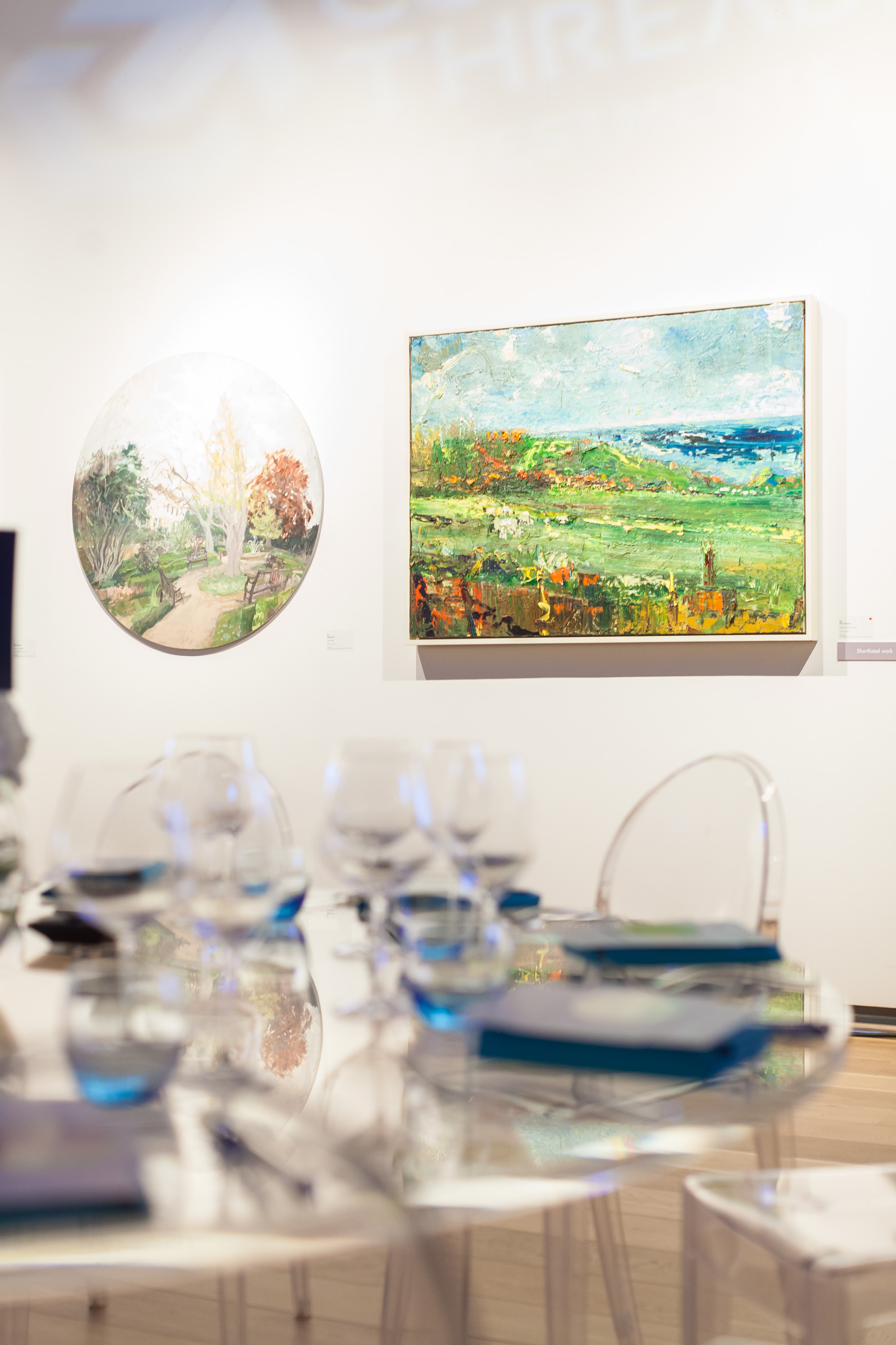 Sophisticated event space with vibrant artwork for upscale gatherings at Mall Galleries.