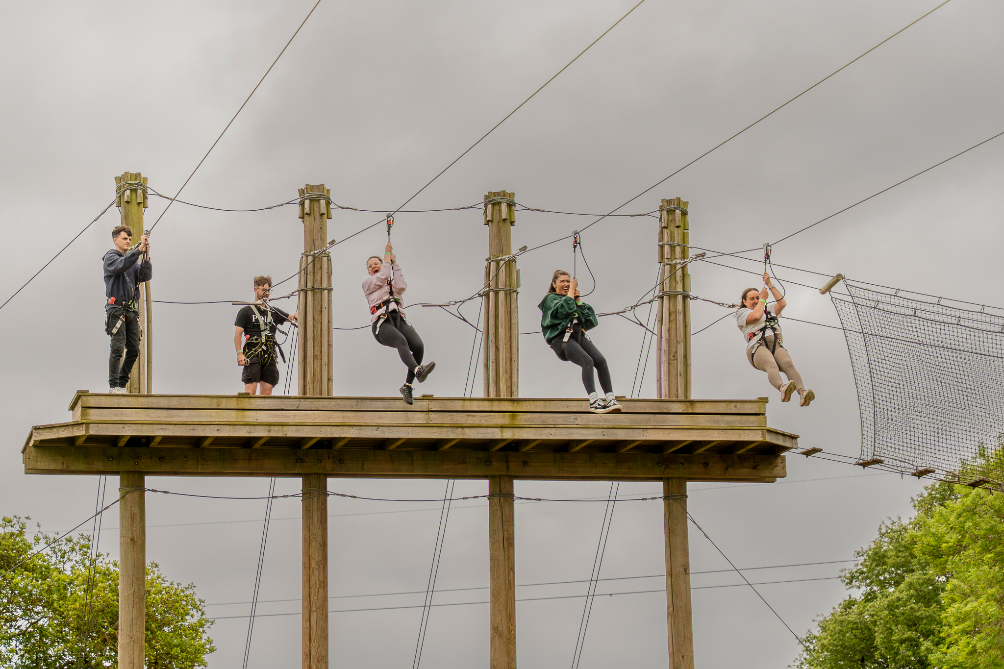 High ropes course in Serengeti Suite, ideal for team-building events and adventures.