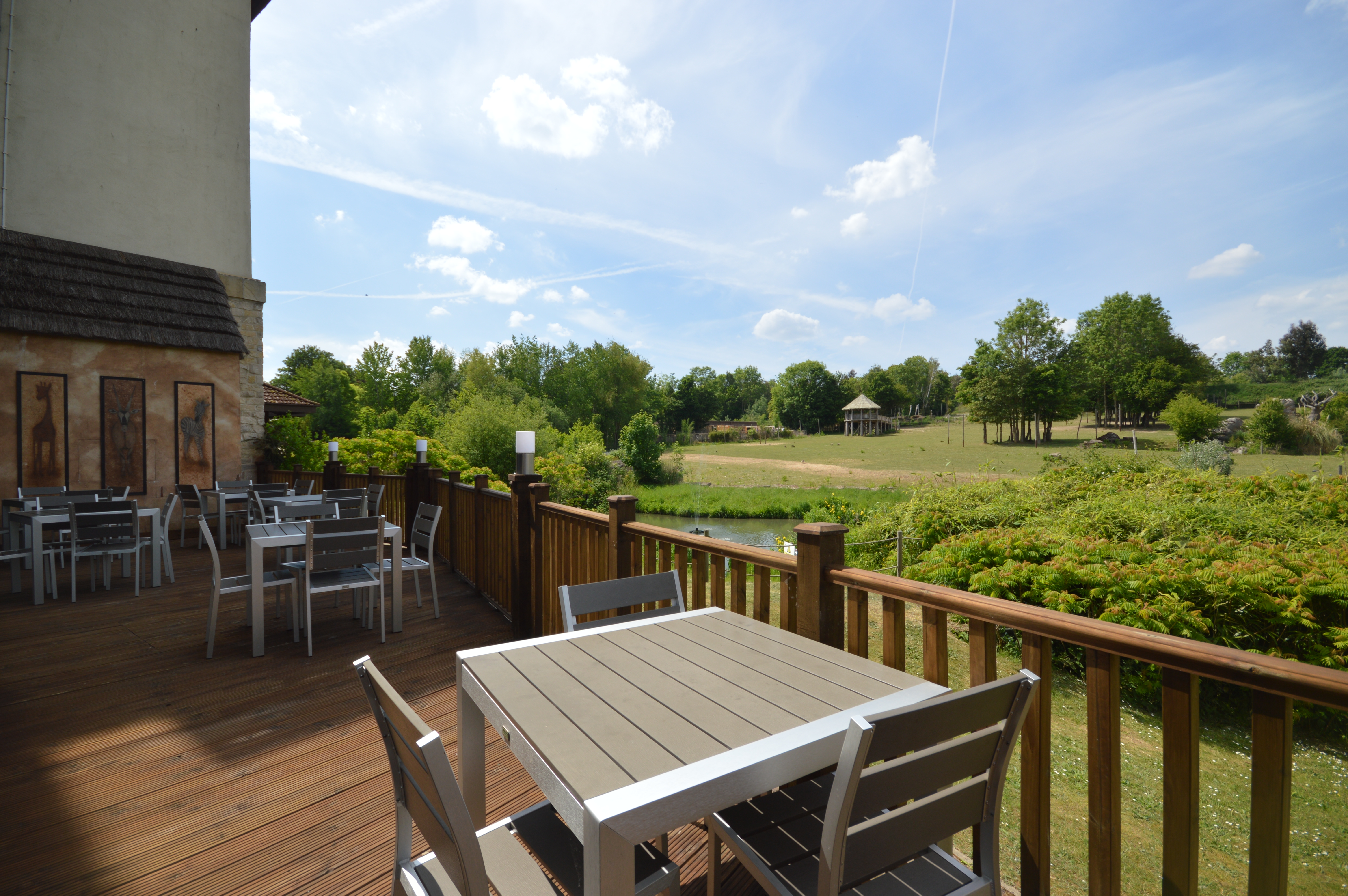 Serengeti Suite outdoor deck at Chessington Resort, ideal for meetings and events.