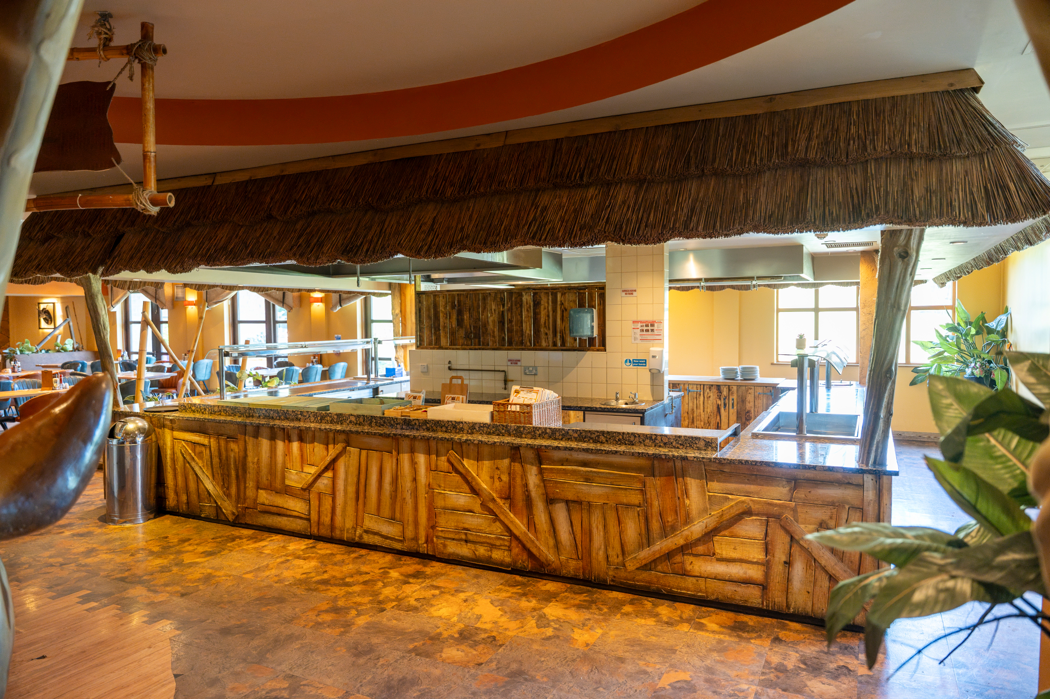 Serengeti Suite at Chessington Resort, rustic bar, ideal for networking events.