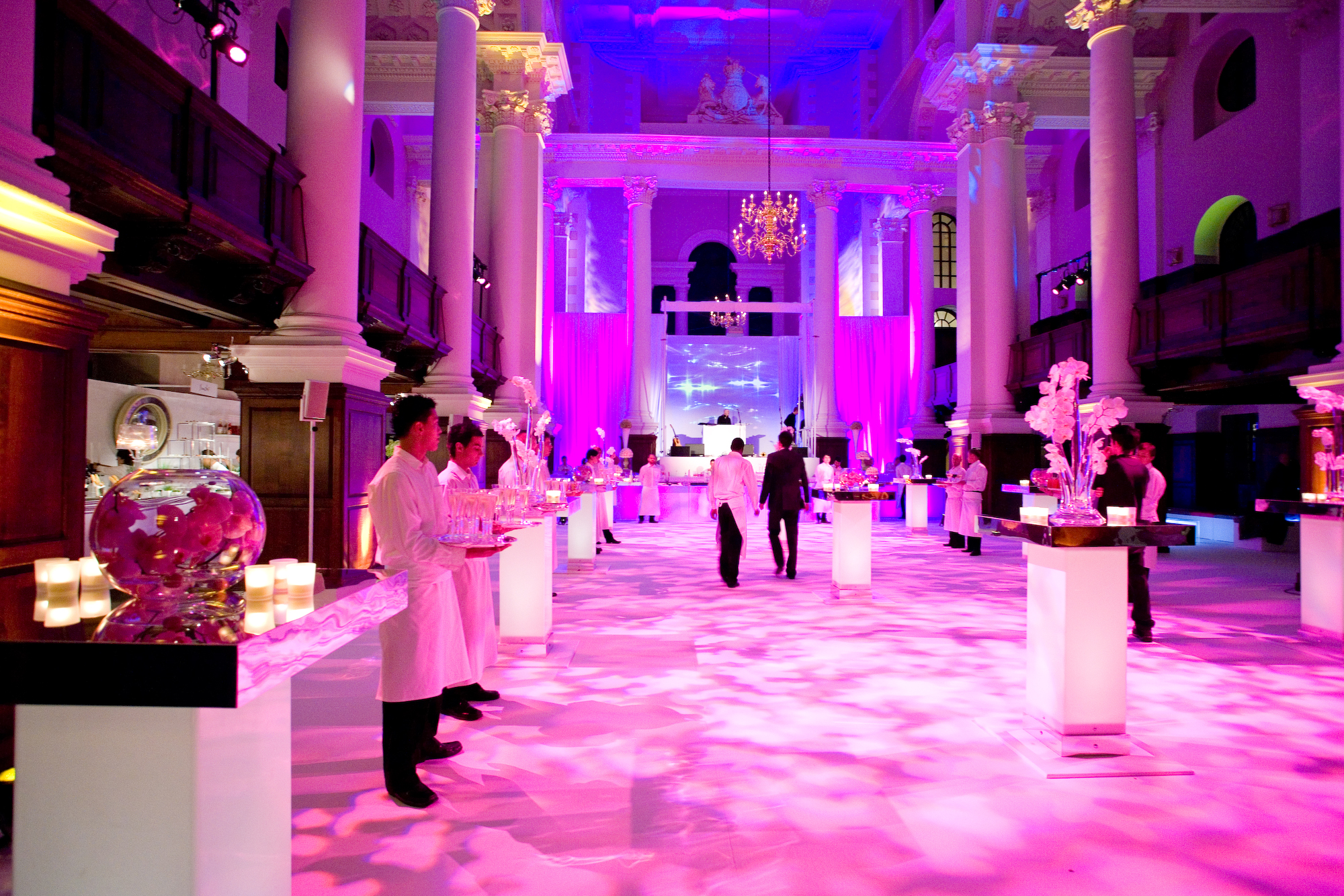 Elegant event space in Christ Church Spitalfields with high ceilings for corporate gatherings.