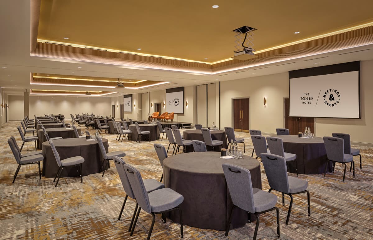Tower Suite banquet ballroom for corporate conferences and social events.