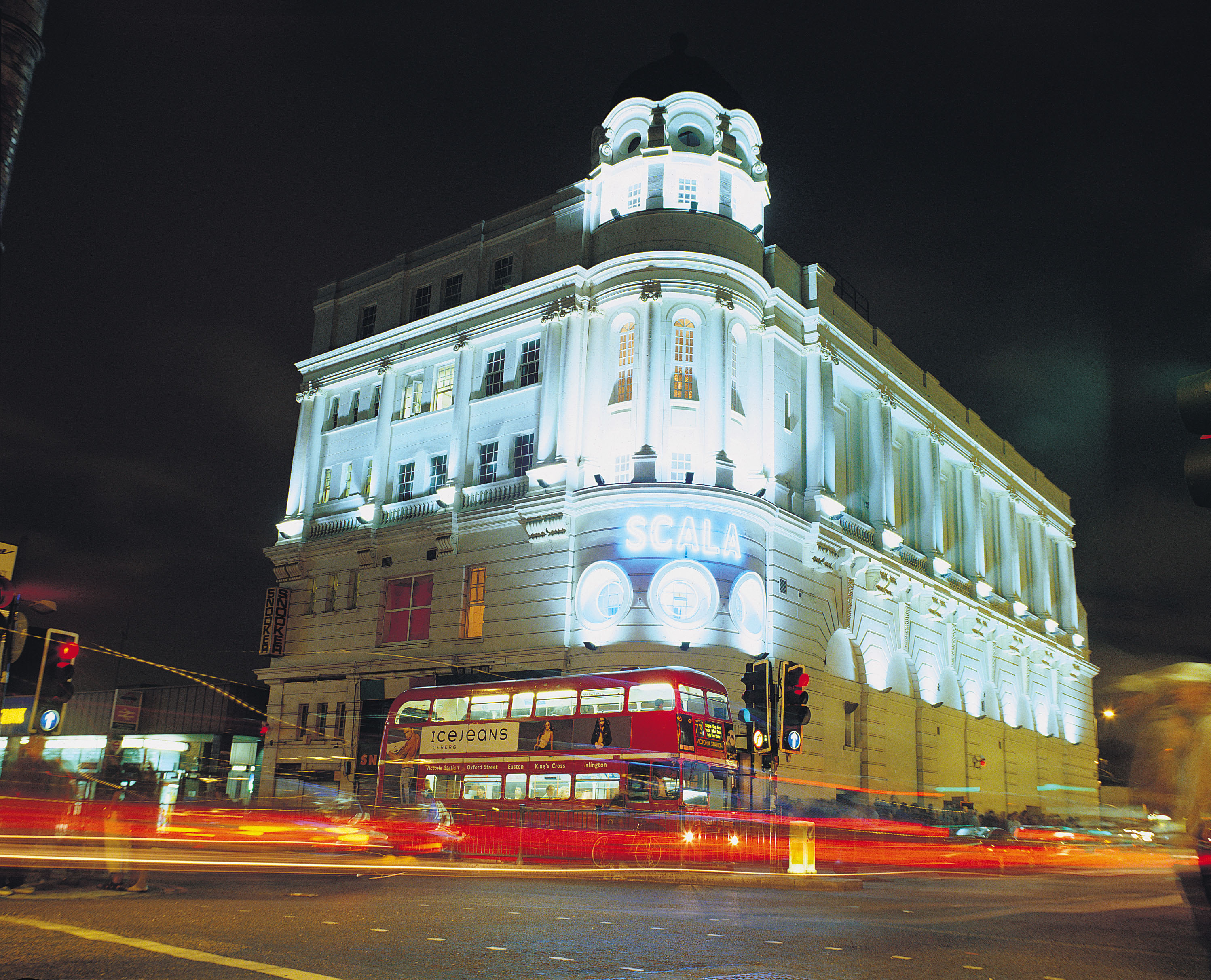 Illuminated Scala venue with striking architecture, ideal for events and performances.