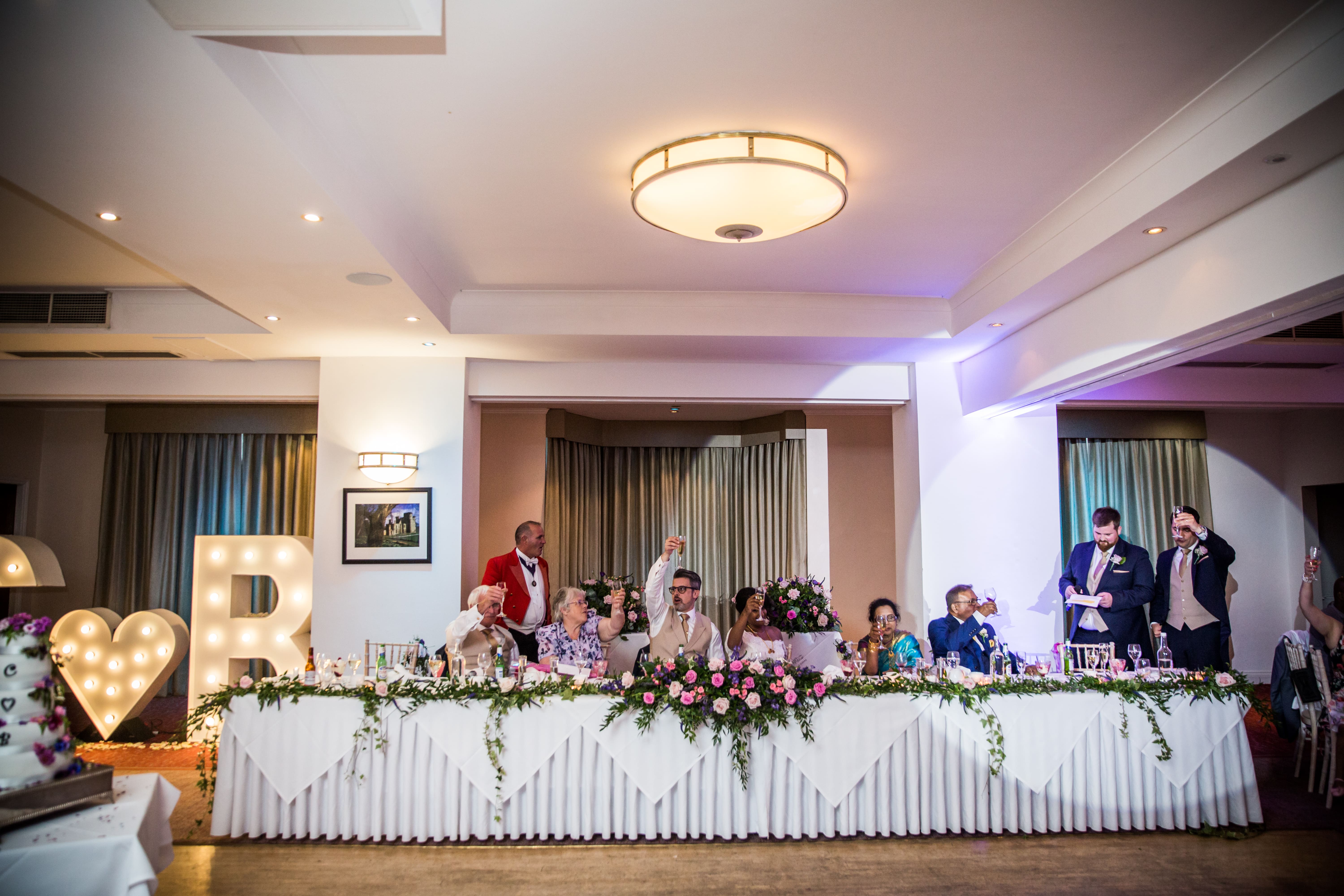 York Suite wedding reception with elegant floral decor and soft lighting.