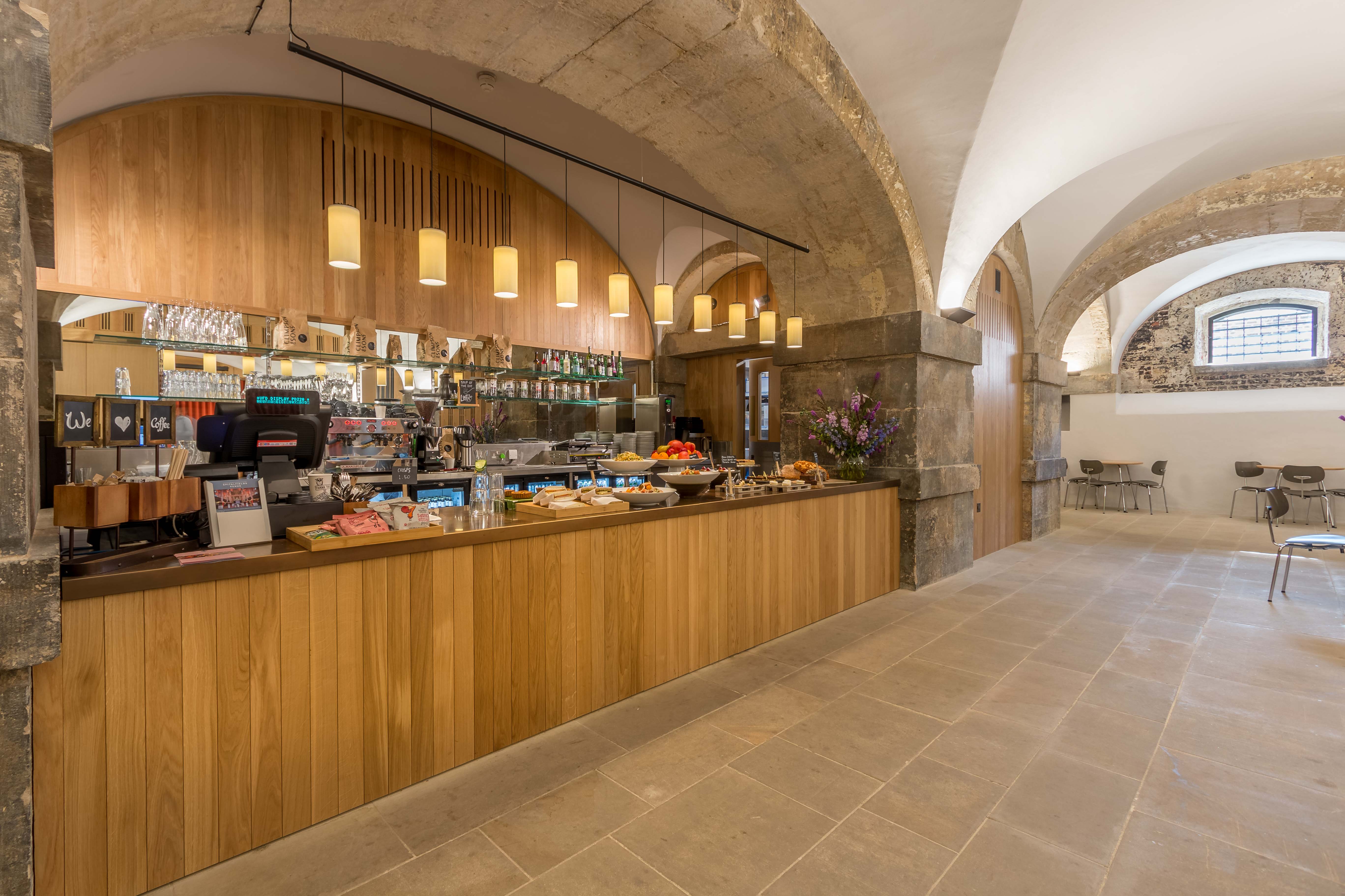 Stylish café in The Crypt, Christ Church Spitalfields, perfect for event networking.
