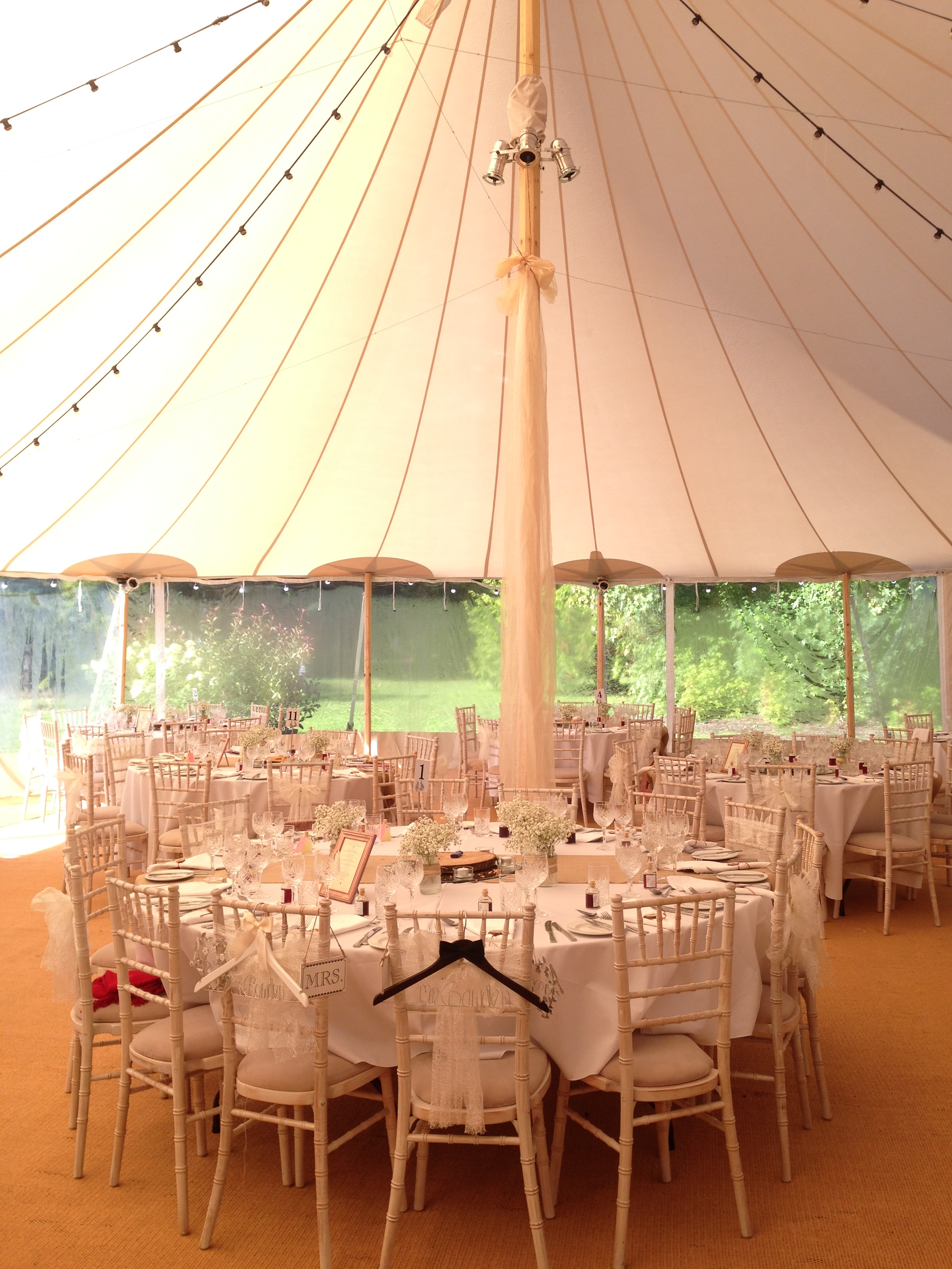 Elegant tented event space at RHS Garden Wisley, perfect for weddings and gatherings.