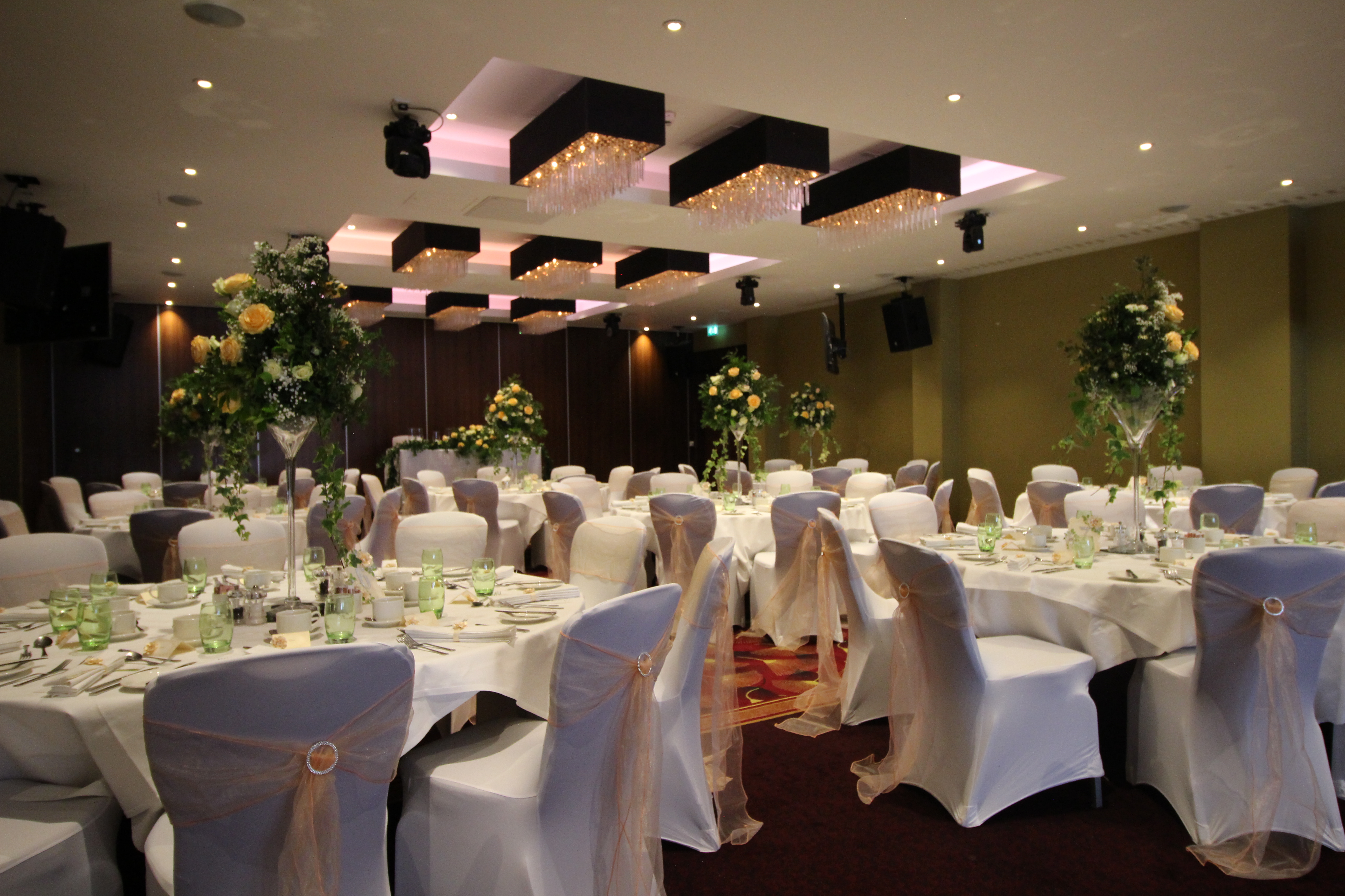 Balmoral Suite banquet hall with elegant decor for weddings and corporate events.